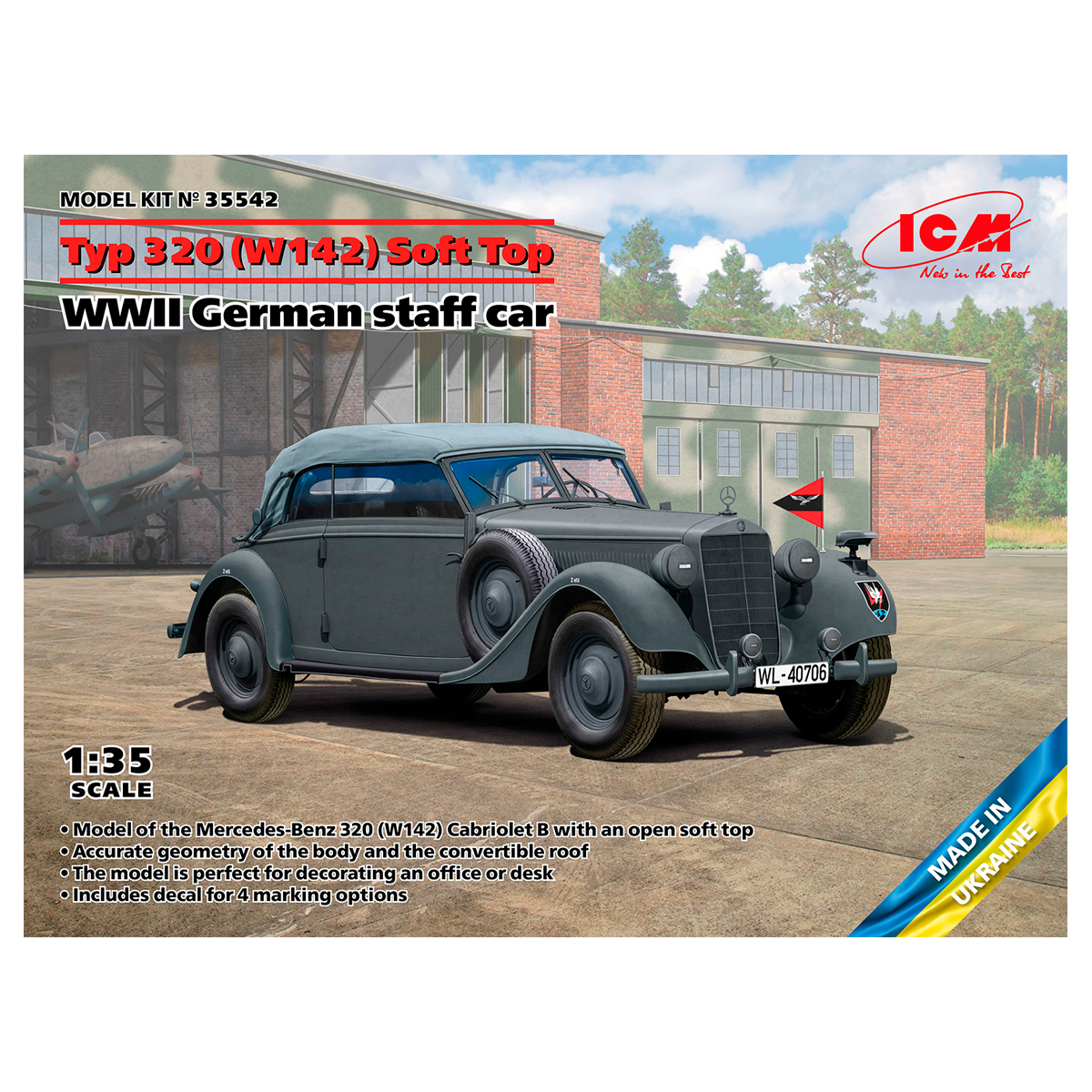 Typ 320 (W142) Cabriolet Soft Top, WWII German staff car 1/35