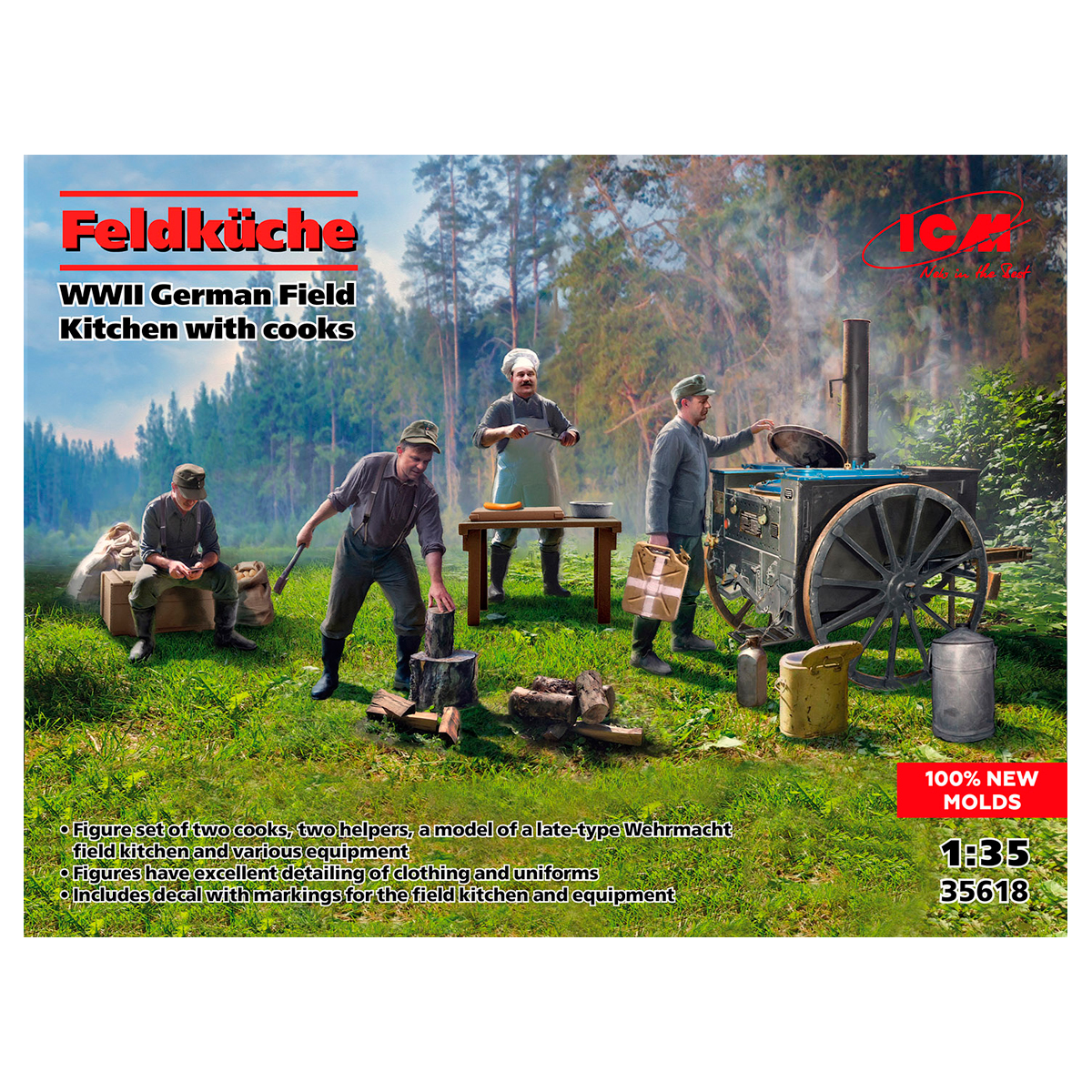 Feldküche, WWII German Field Kitchen with cooks (100% new molds) 1/35