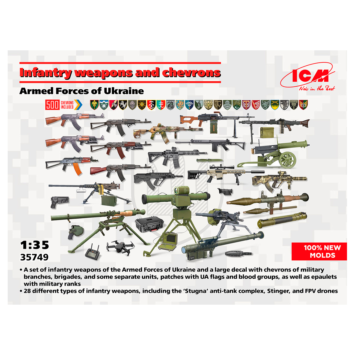 Infantry weapons and chevrons of the Armed Forces of Ukraine (100% new molds) 1/35