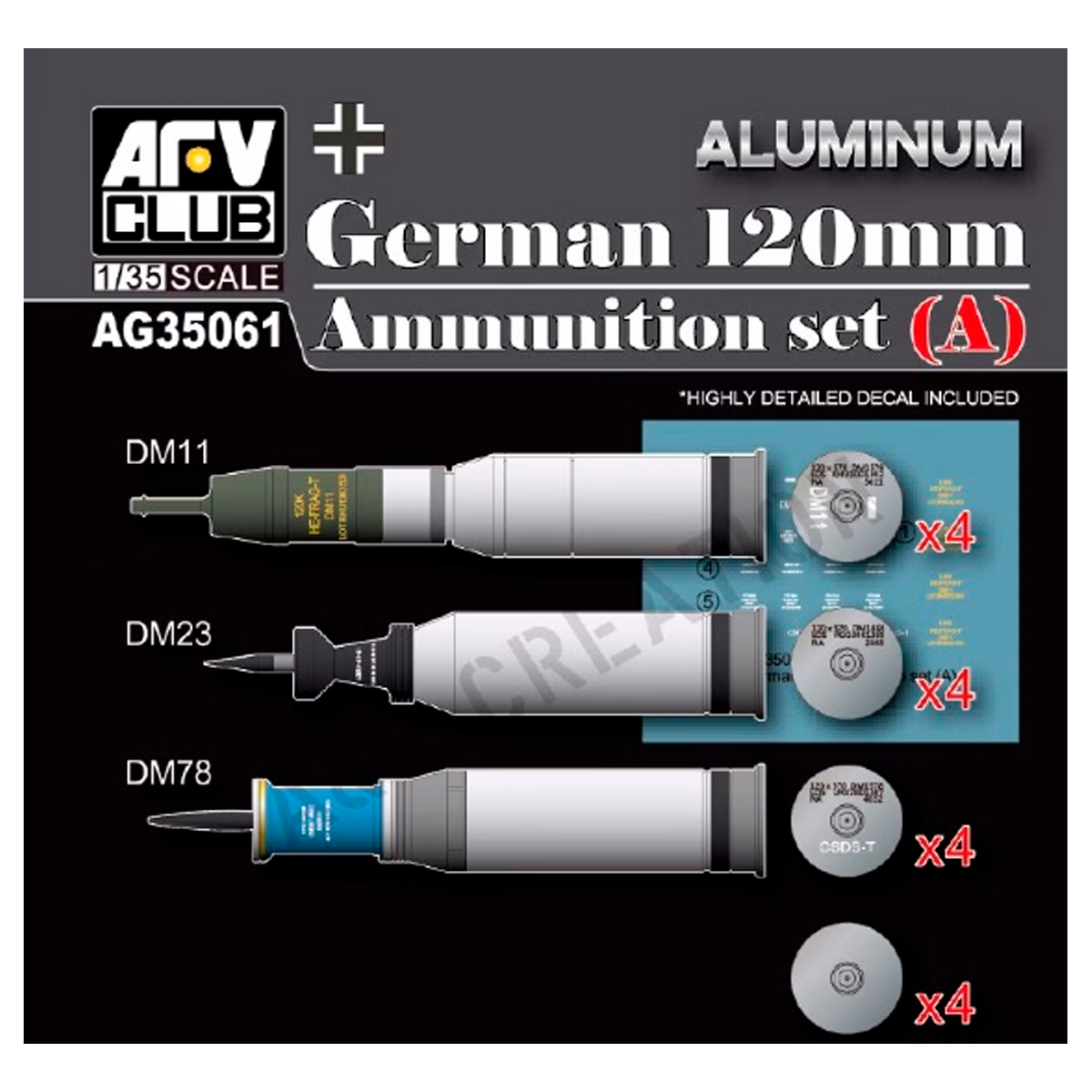 German 120 mm Ammunition set (A) (Aluminium) 1/35