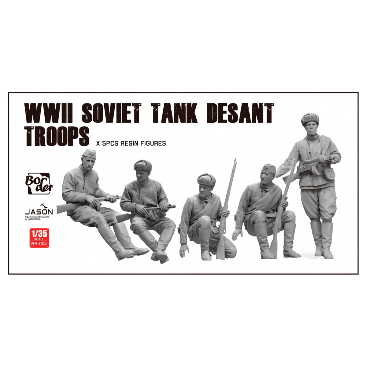 1/35 WWII Soviet Tank Desant Troops (5 pcs resin figures)