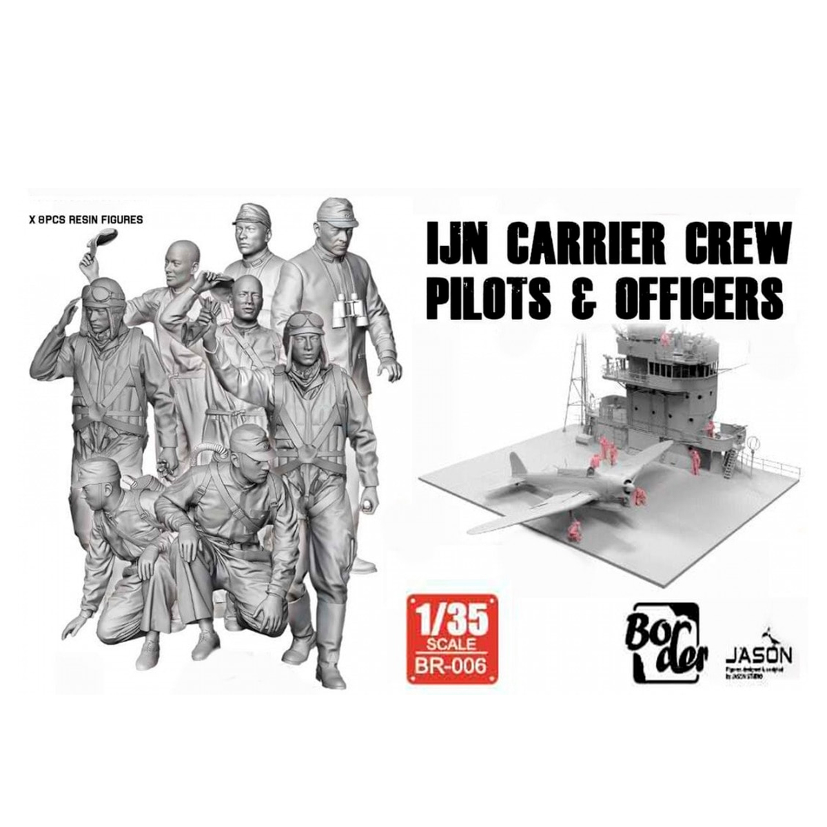 1/35 IJN Carrier Crew Pilots & Officers (8 pcs resin figures)