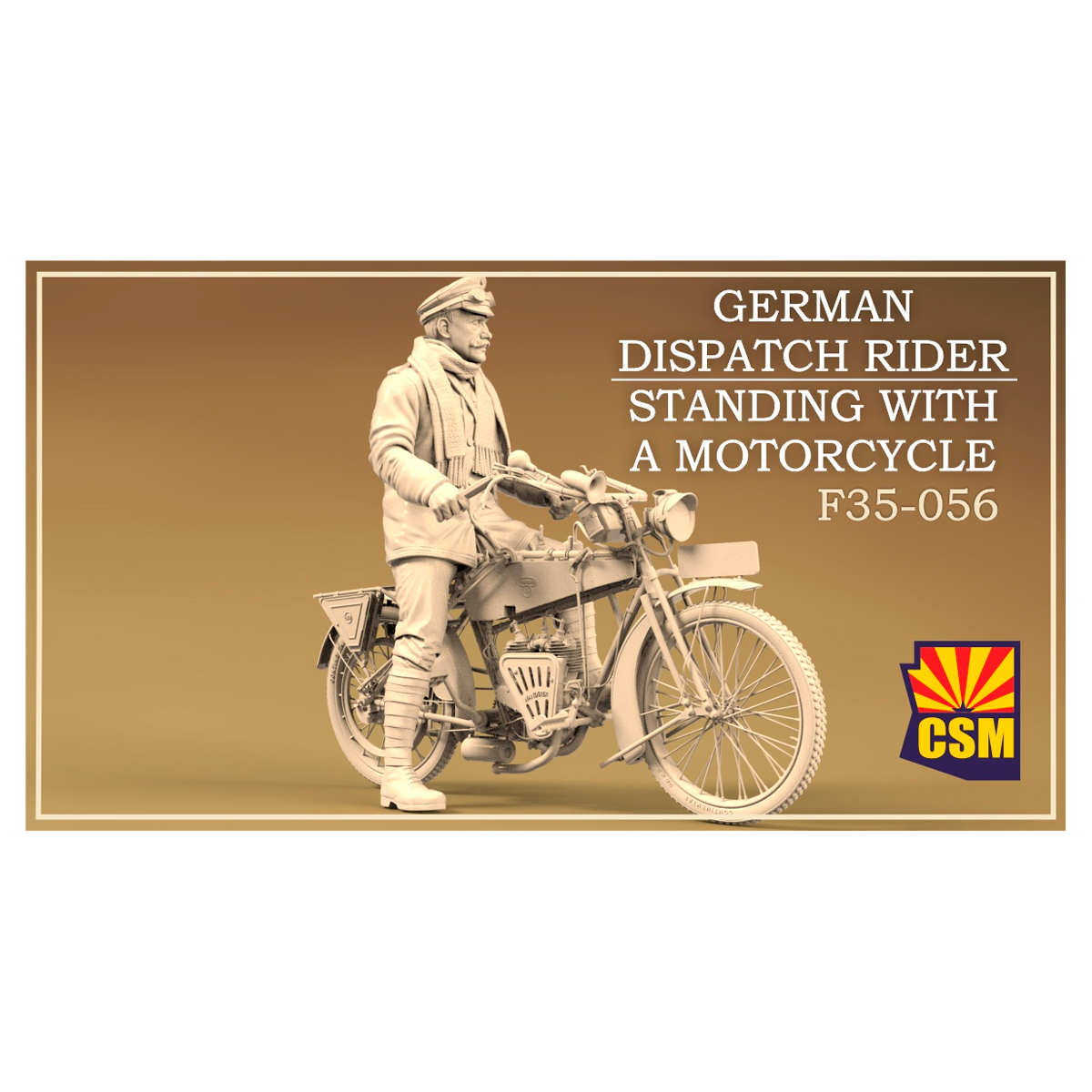 German Dispatch Rider standing with a motorcycle 1/35