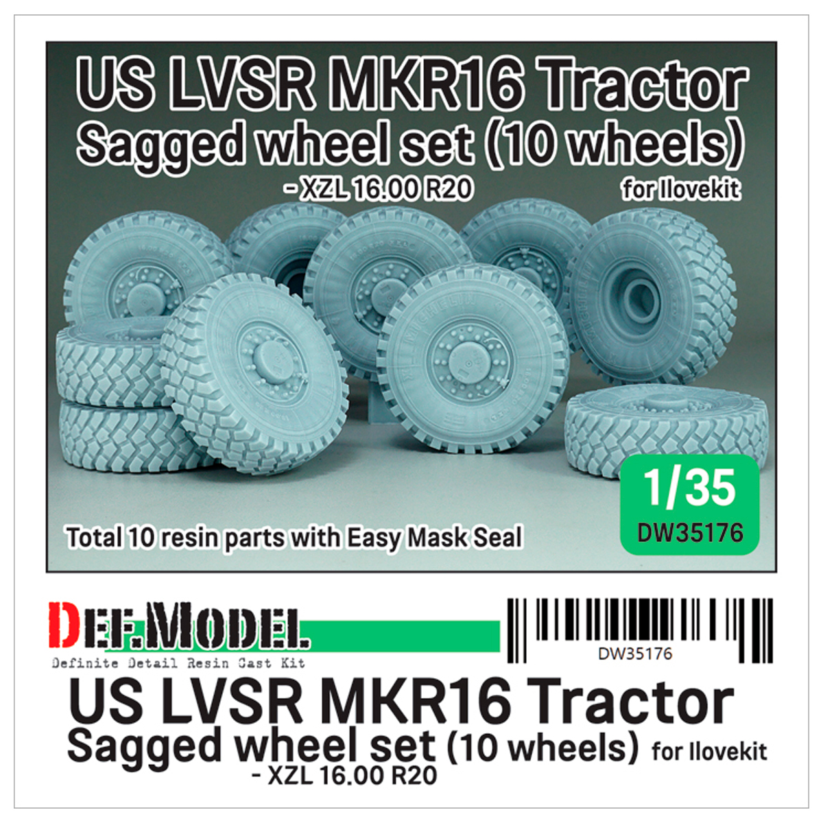 US LVSR MKR16 Tractor XZL sagged wheel set (10 wheels) (for ILK 1/35)