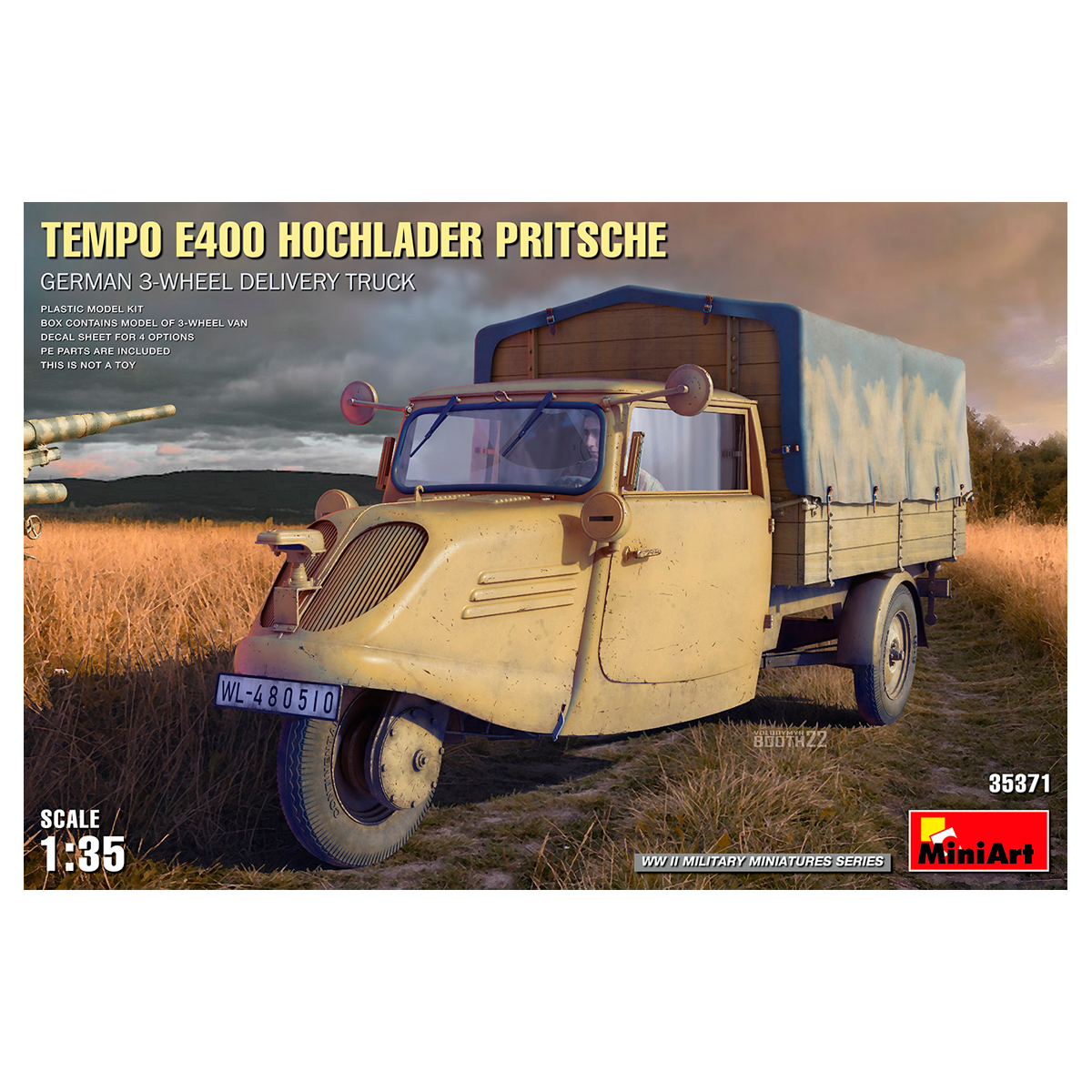 1/35 Tempo E400 Hochlader Pritsche. German 3-Wheel Delivery Truck