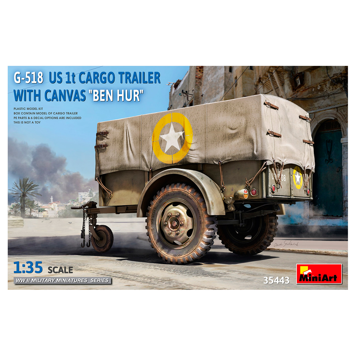 1/35 G-518 US 1t Cargo Trailer Ben Hur w/Canvas