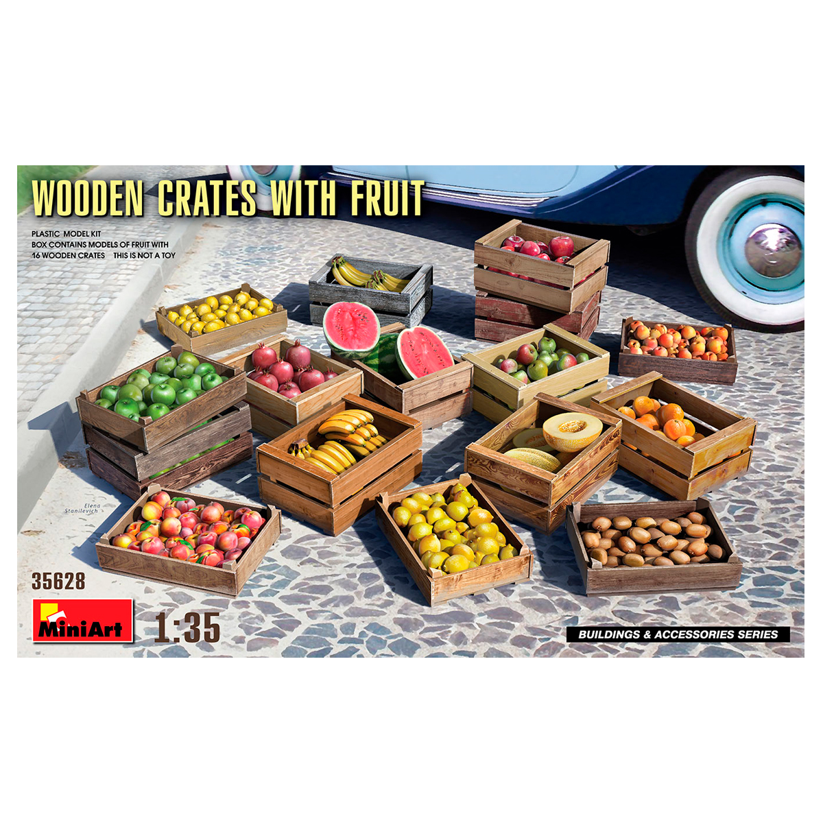 1/35 Wooden Crates with Fruit