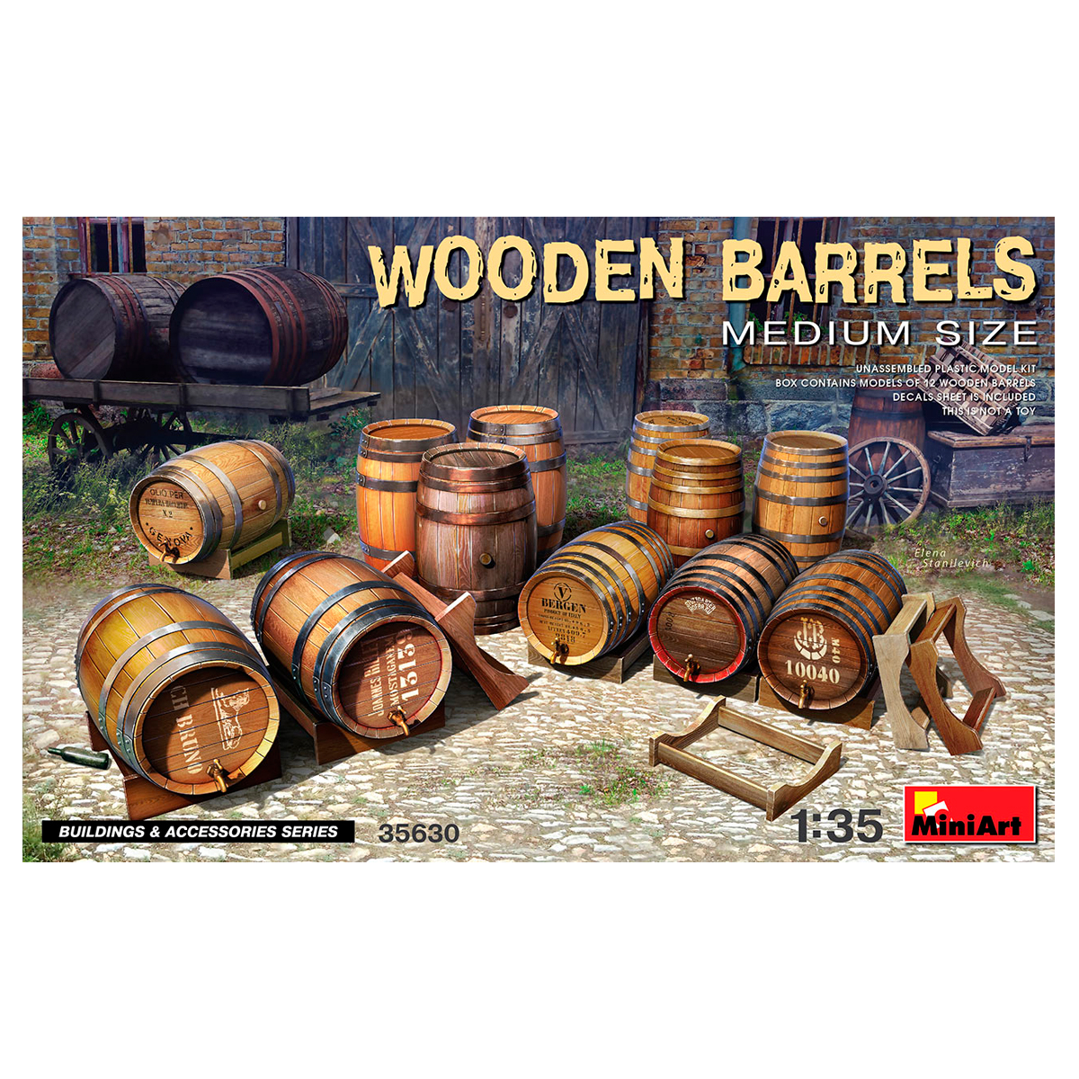 1/35 Wooden Barrels. Medium Size