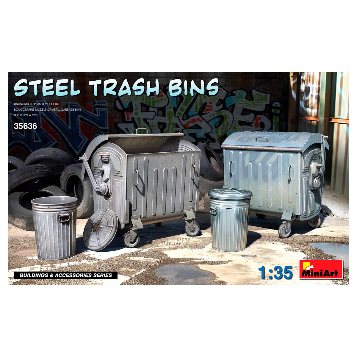 1/35 Steel Trash Bins