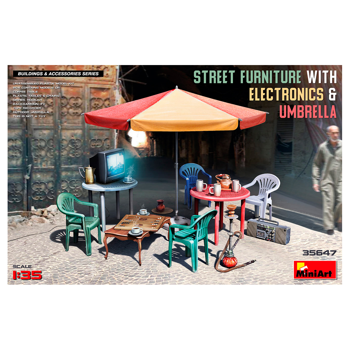 1/35 STREET FURNITURE WITH ELECTRONICS & UMBRELLA