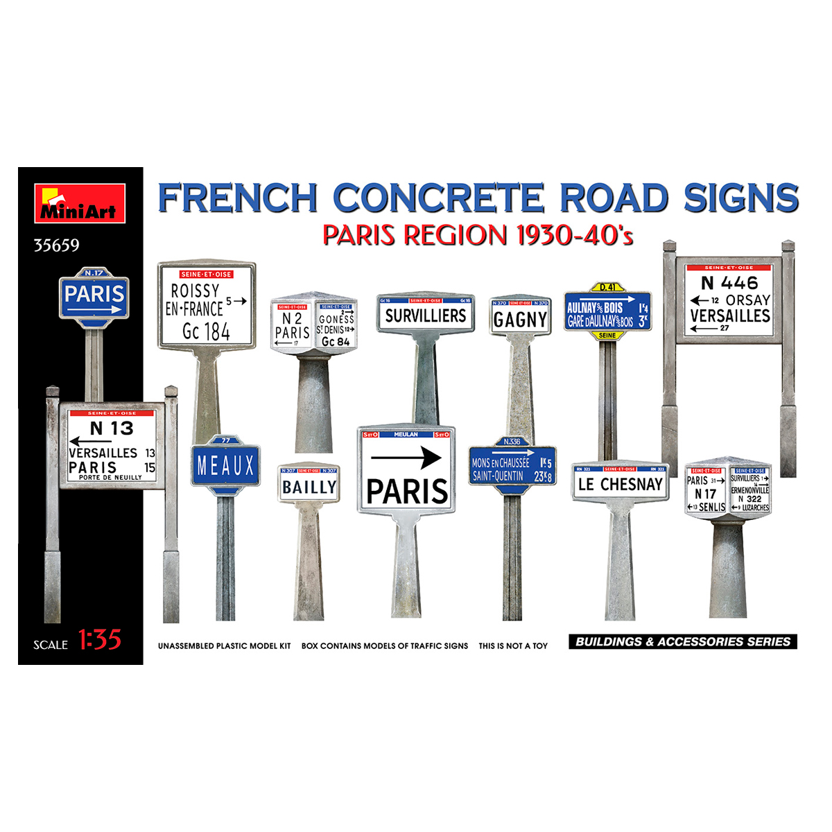 1/35 French Concrete Road Signs 1930-40s. Paris Region