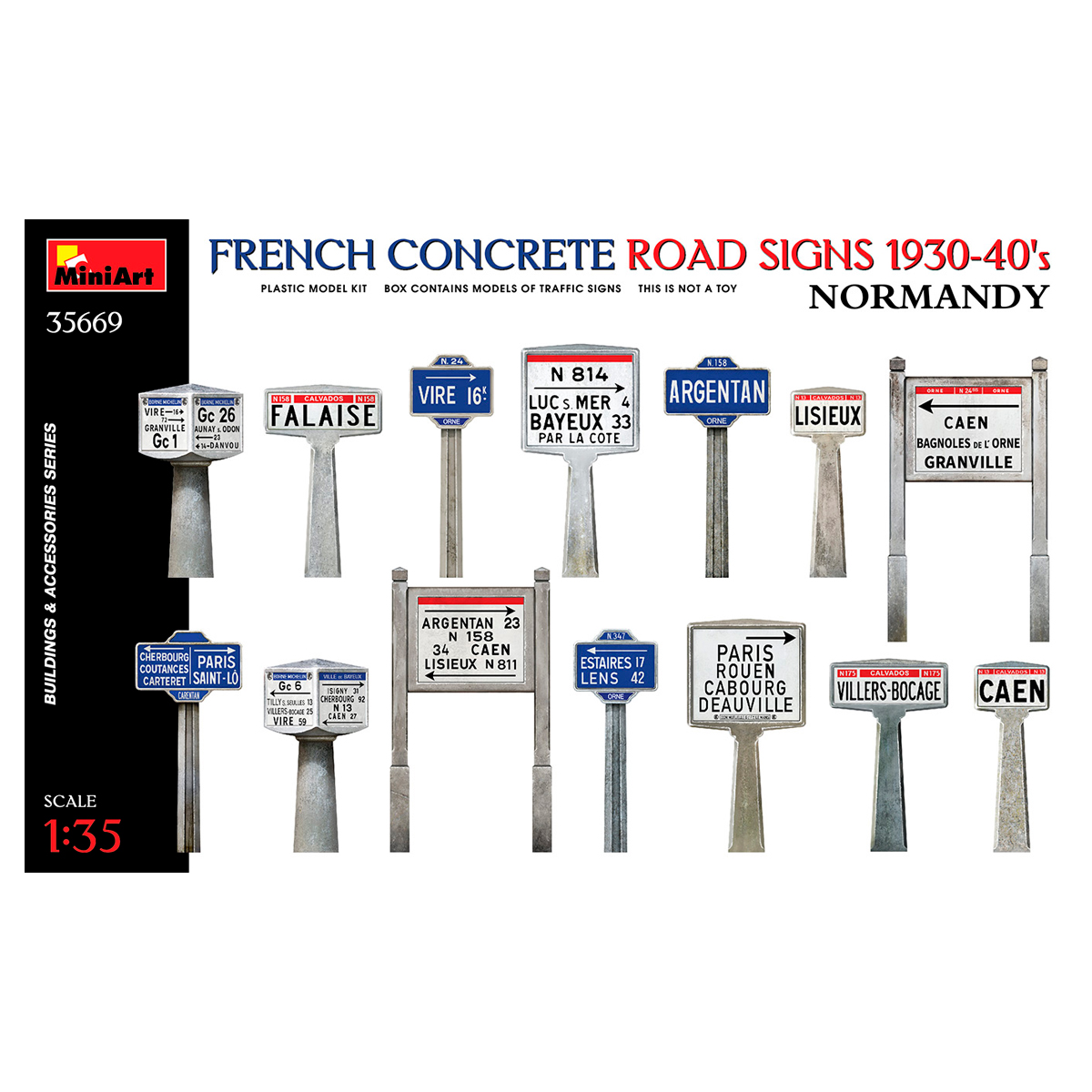 1/35 French Concrete Road Signs 1930-40s. Normandy