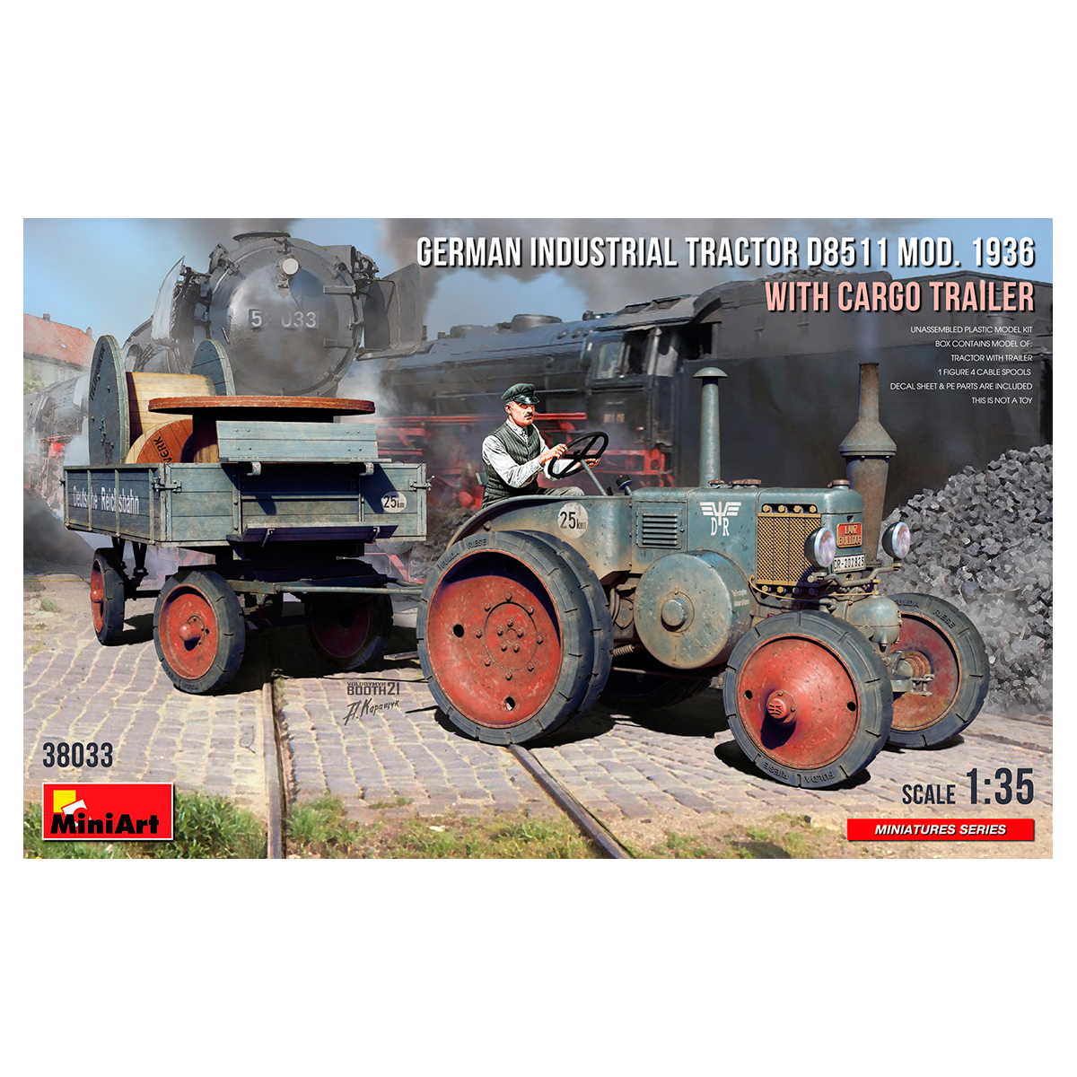 1/35 German Industrial Tractor D8511 Mod. 1936 with Cargo Trailer (1 Figure)