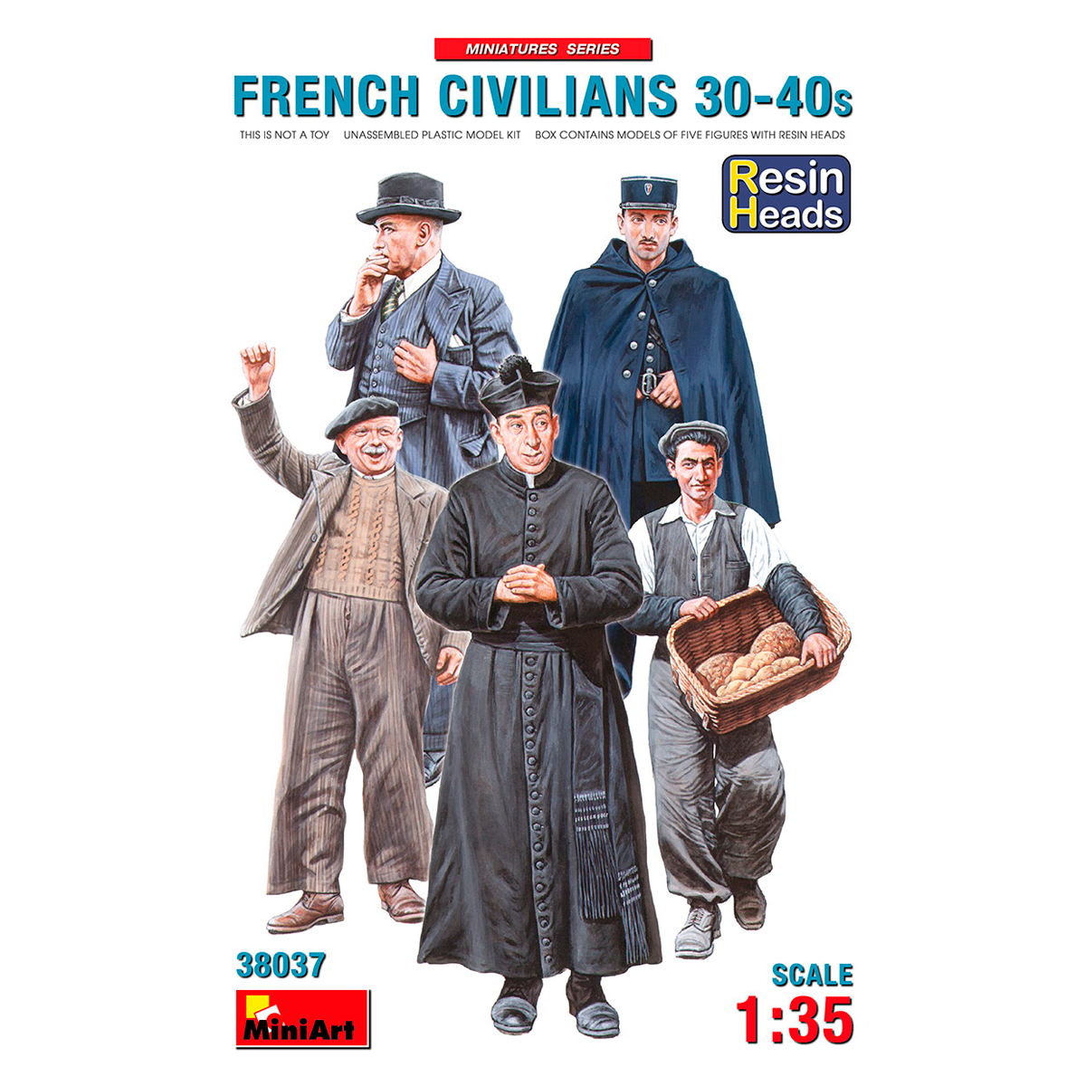 1/35 French Civilians 30-40s. Resin Heads