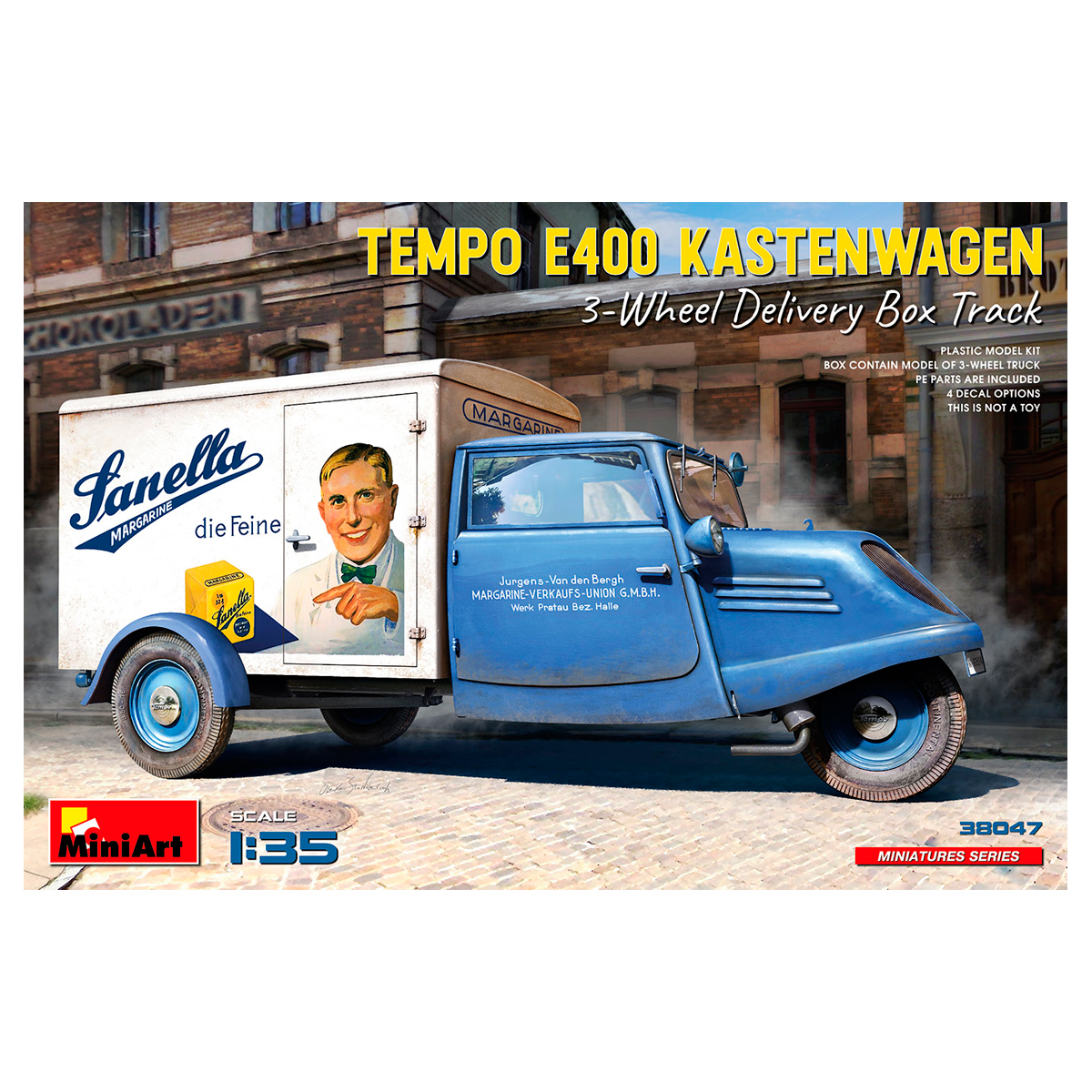 1/35 Tempo E400 Kastenwagen 3-Wheel Delivery Box Track