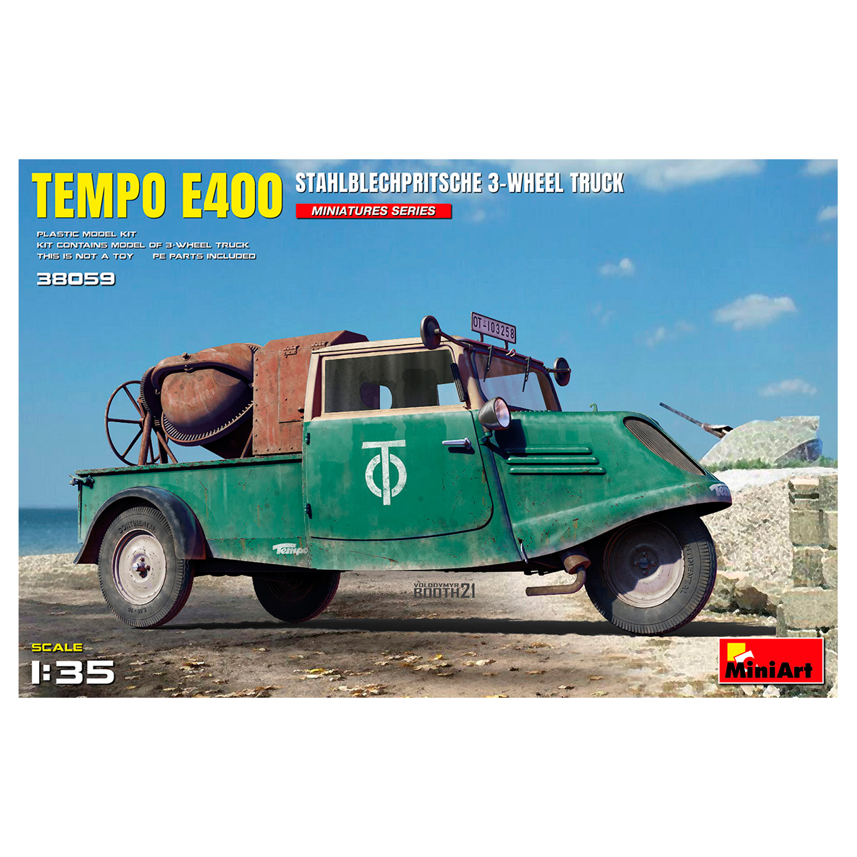 1/35 Tempo E400 StahlblechPritsche 3-Wheel Truck