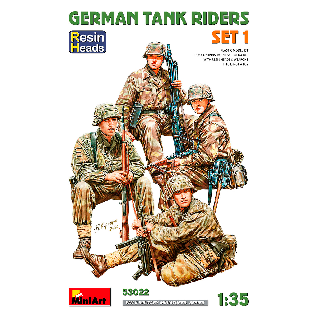 1/35 German Tank Riders Set 1. Resin Heads