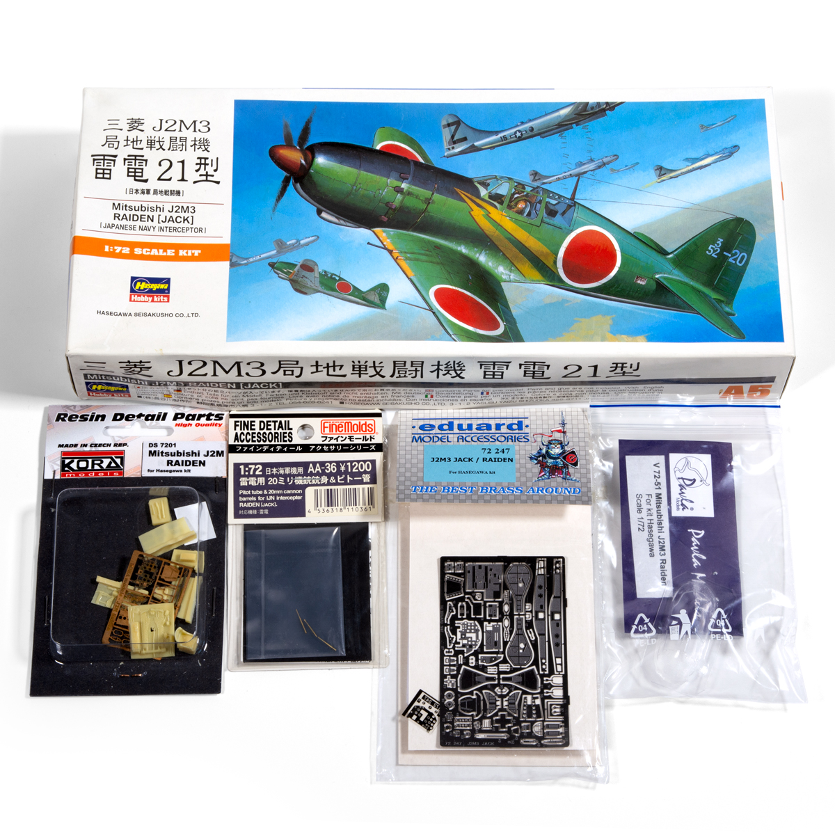 PACK VINTAGE HASEGAWA Mitsubishi J2M3 Raiden (Jack) 1/72 with Details sets