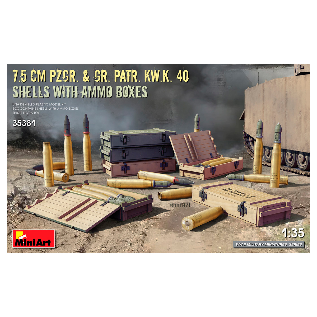 1/35 7.5 CM PZGR. & GR. PATR. KW.K. 40 SHELLS WITH AMMO BOXES