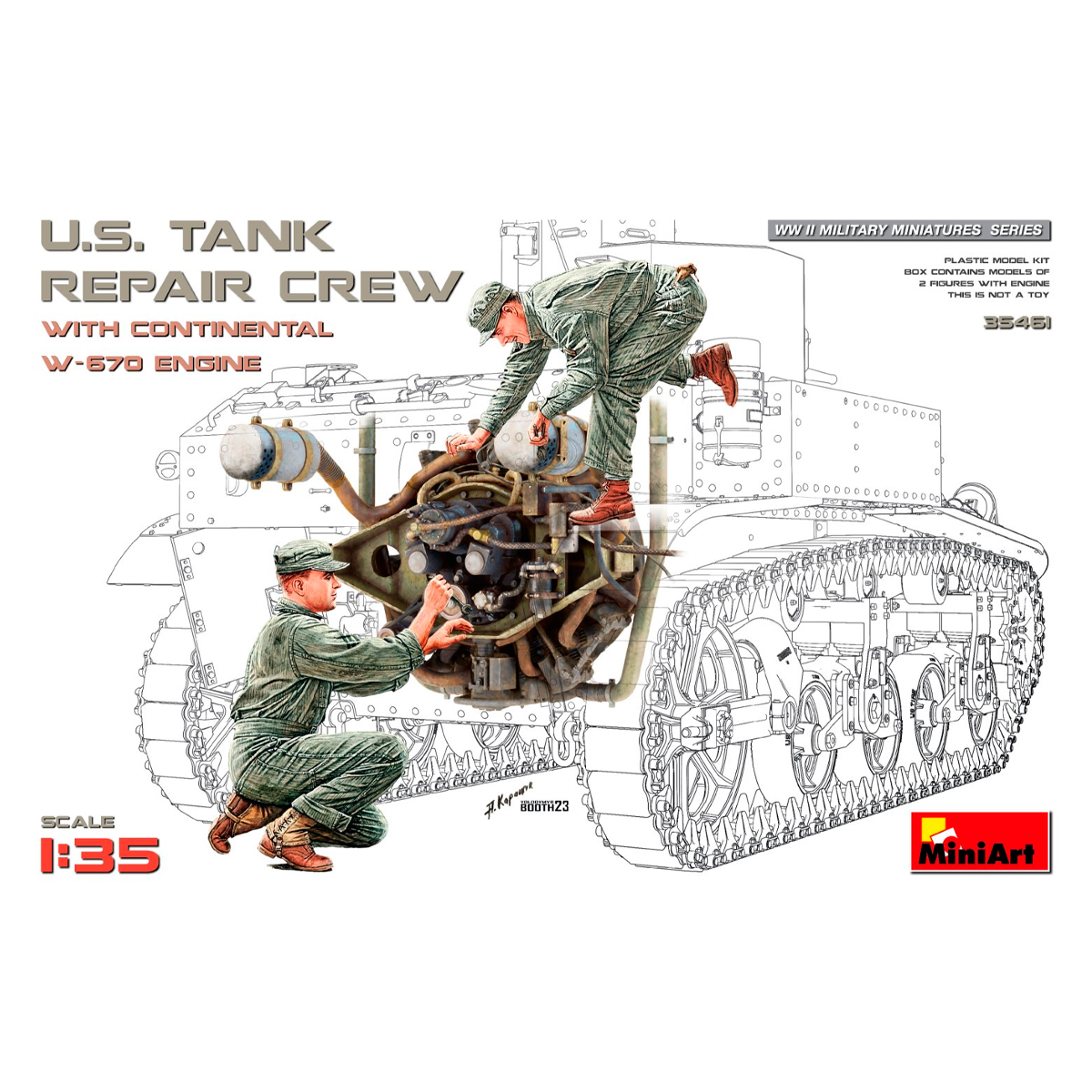 1/35 U.S. Tank Repair Crew w/Continental W-670 Engine