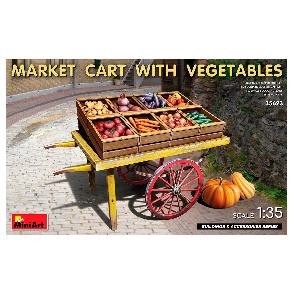 1/35 Market Cart with Vegetables