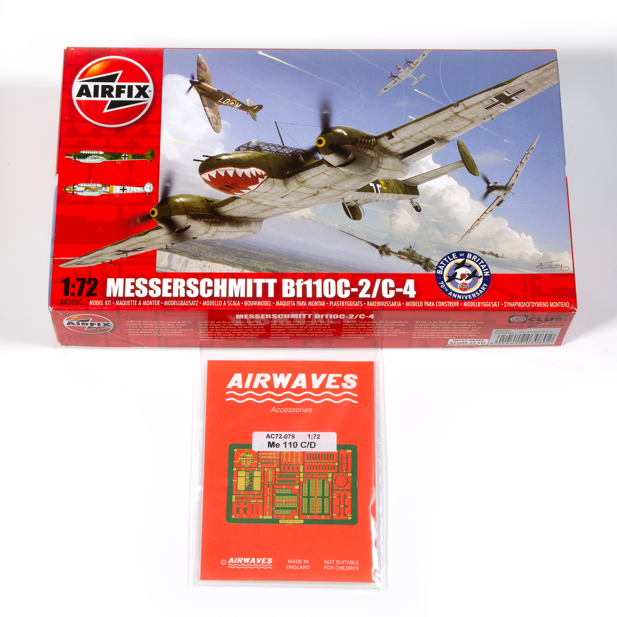 PACK VINTAGE AIRFIX Messerschmitt Bf110C-2/C-4 1/72 with AIRWAVES photoetch details set