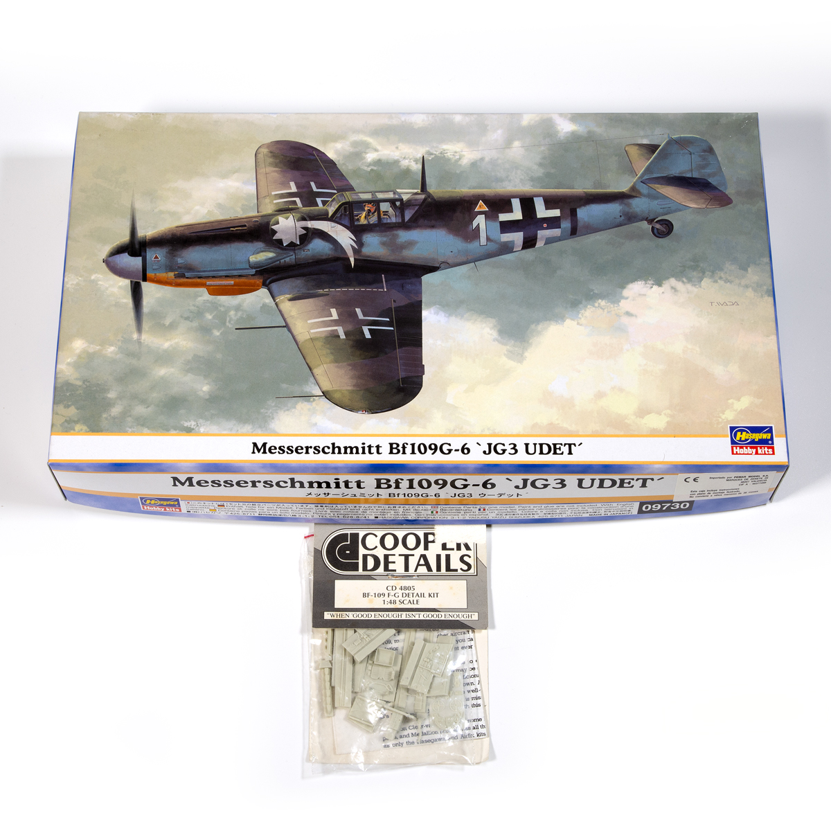 PACK VINTAGE HASEGAWA Messerschmitt Bf109G-6 `JG3 Udet´ 1/48 with Cooper details set