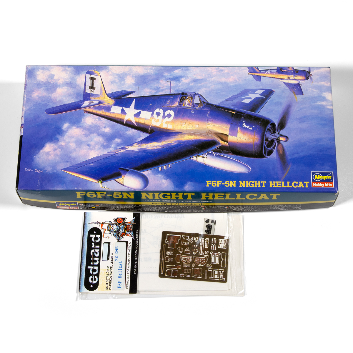 PACK VINTAGE HASEGAWA F6F-5N Night Hellcat 1/72 with Eduard photoetch details