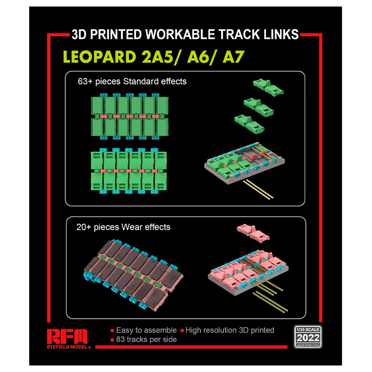 3D Printed Workable Track Links for Leopard 2A5/A6/A7 1/35