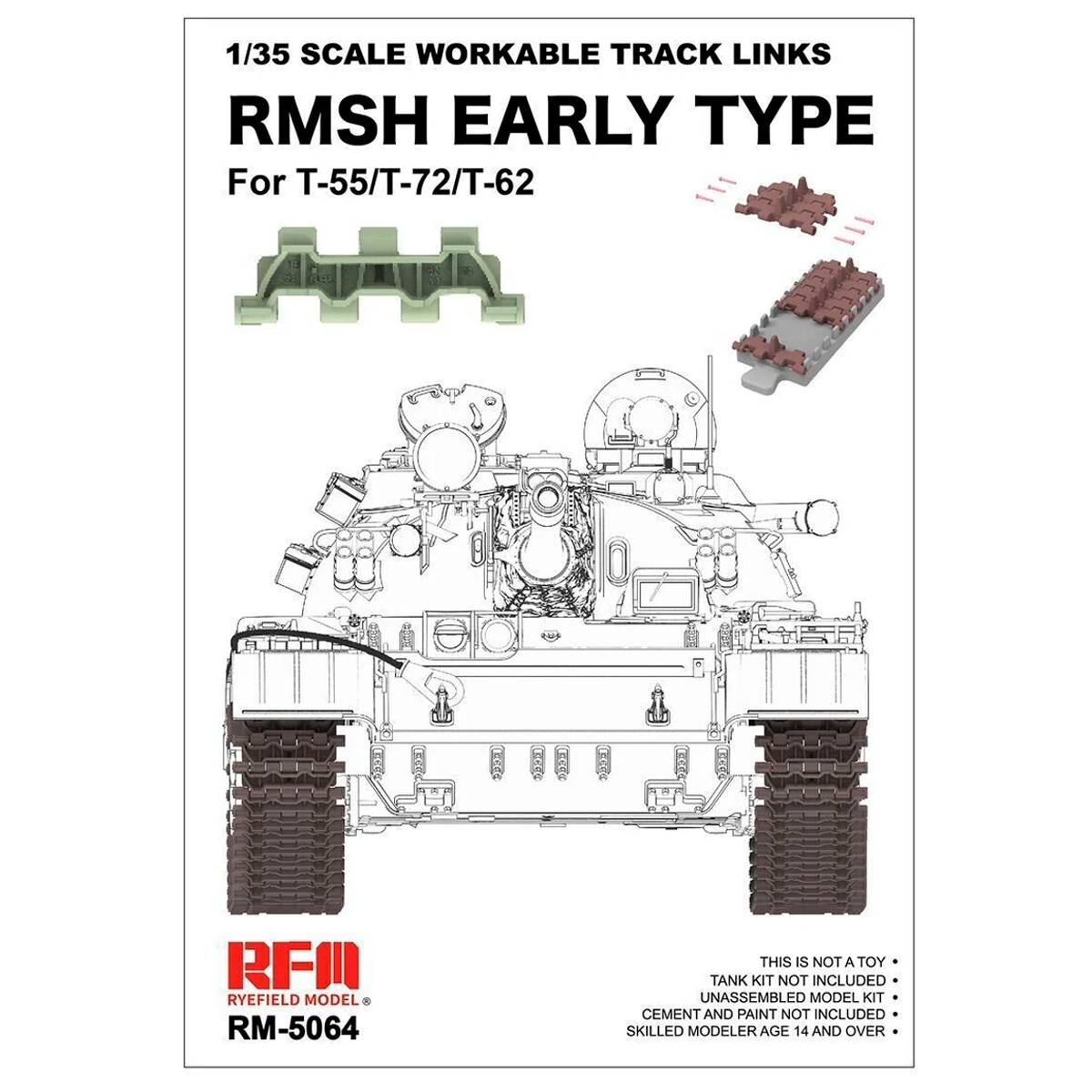 Workable Track RMSH Early Type For T55/T62/T72 1/35