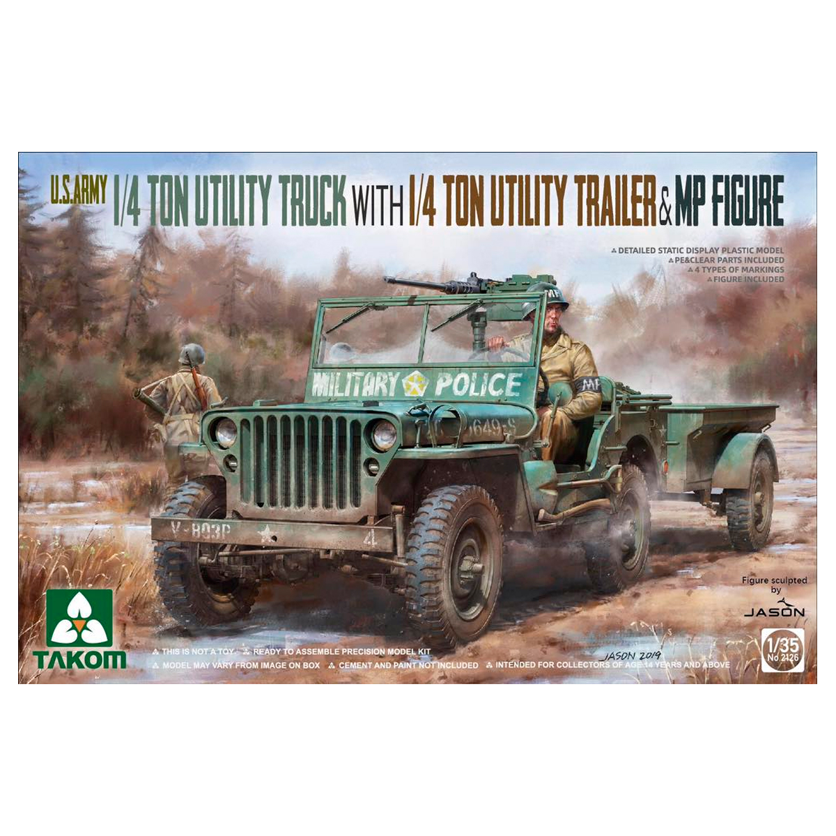 1/35 U.S. Army 1/4 Ton Utility Truck with 1/4 Ton Utility Trailer & MP Figure