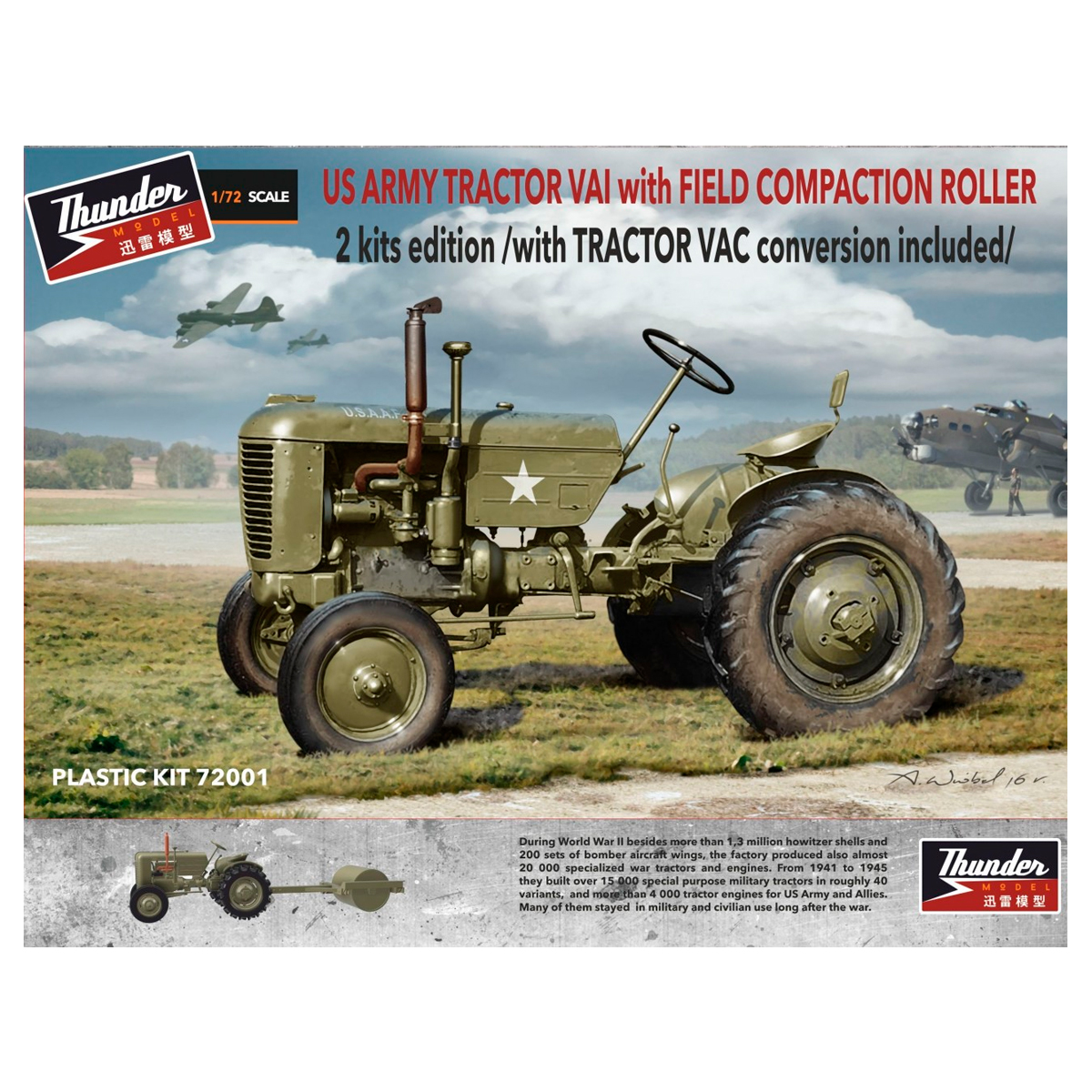 Thunder Model – 1/72 US Case VAI Tractor 2 kits edition + Le Tourneau Compaction Roller and VAC conversion