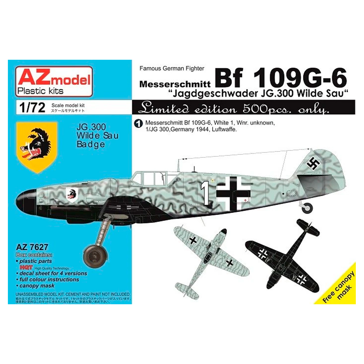 AZ MODEL 1/72 Messerschmitt Bf 109G-6 ‘JG 300 Wilde Sau’