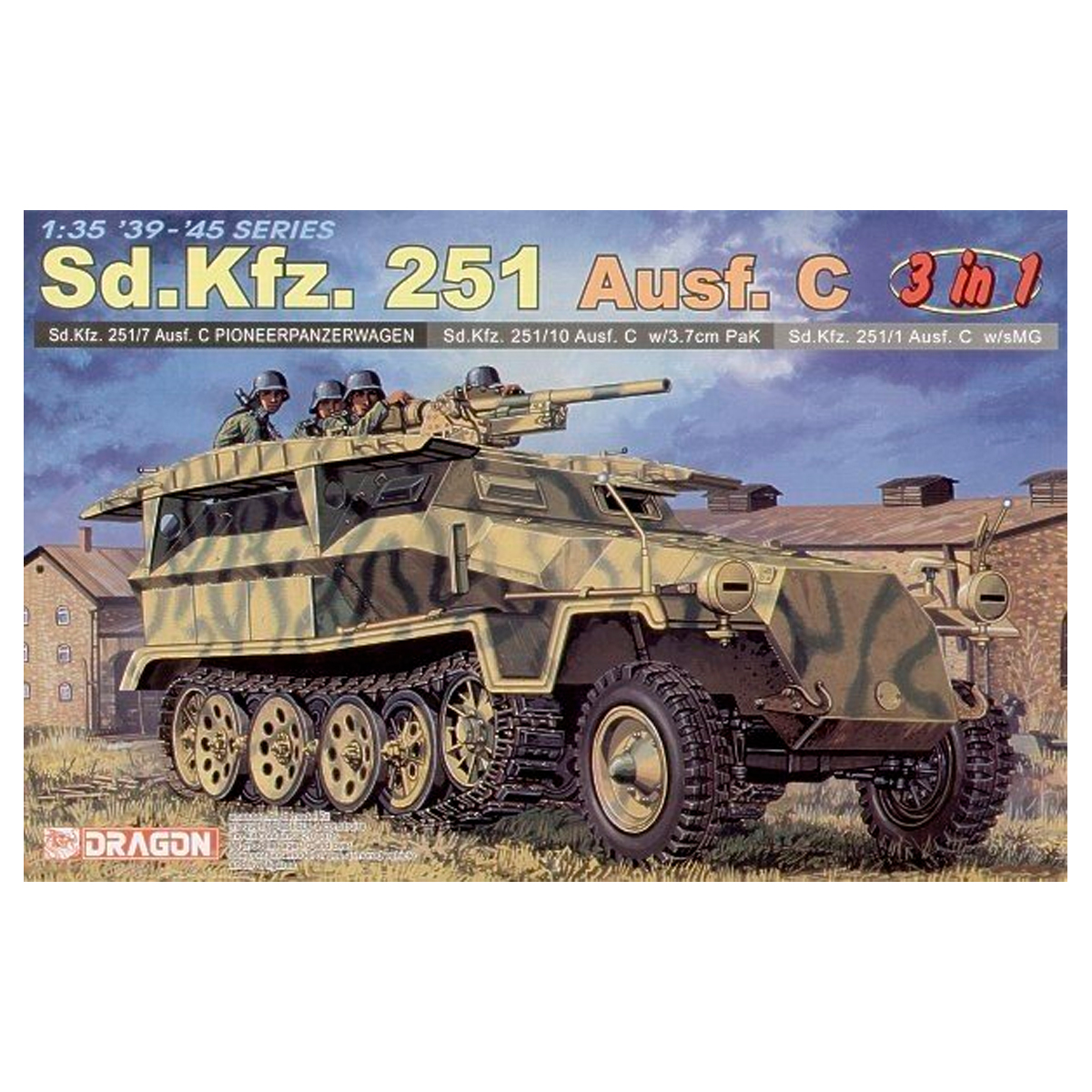 DRAGON 1/35 Sd.Kfz.251 Ausf.C (3 in 1) Special Version w/EZ Truck 251/7, 251/10 w/ 3.7cm PaK, 251/1 w/ sMG