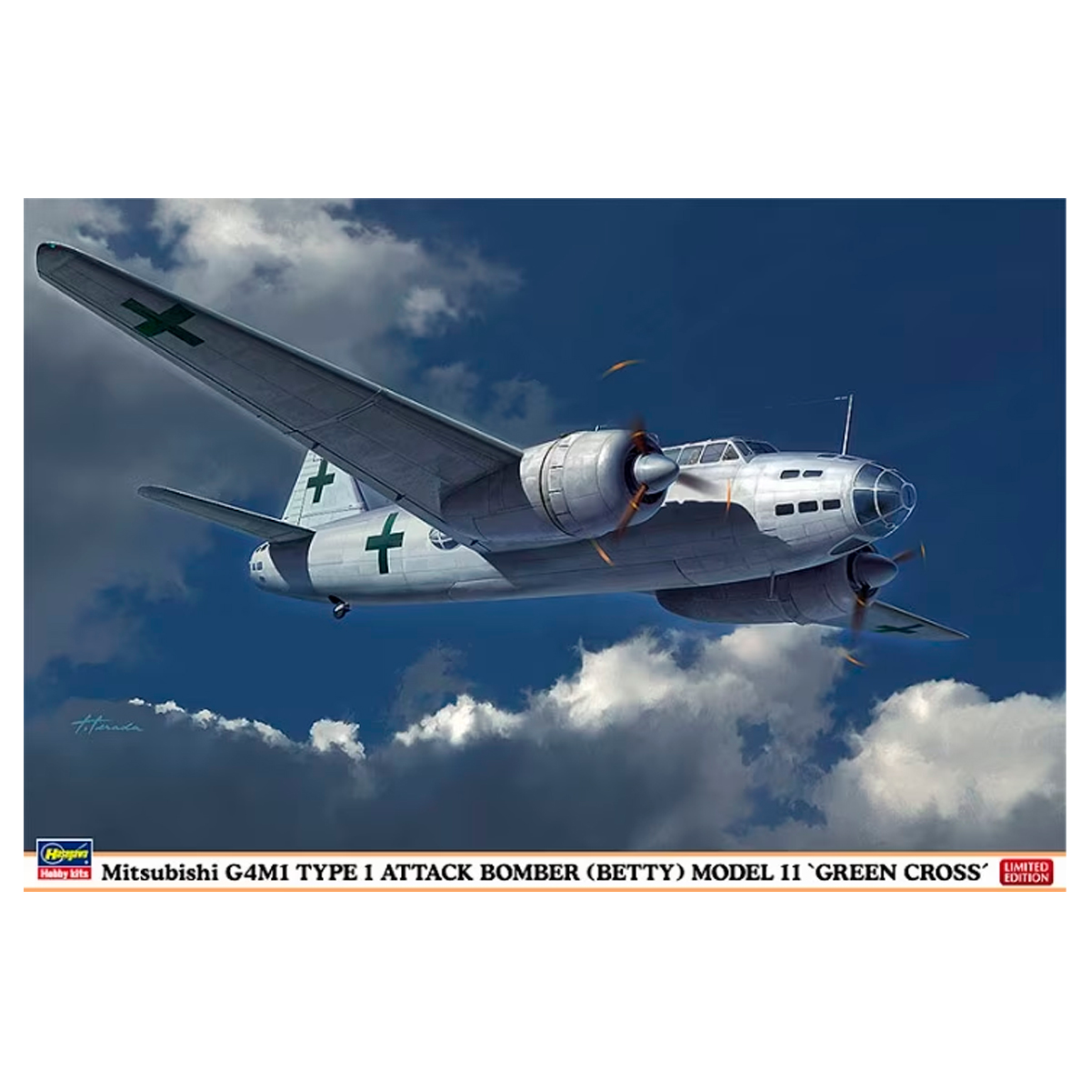 HASEGAWA 1/72 Mitsubishi G4M1 Type 1 Attack Bomber (Betty) Modell 11 ‘Green Cross’