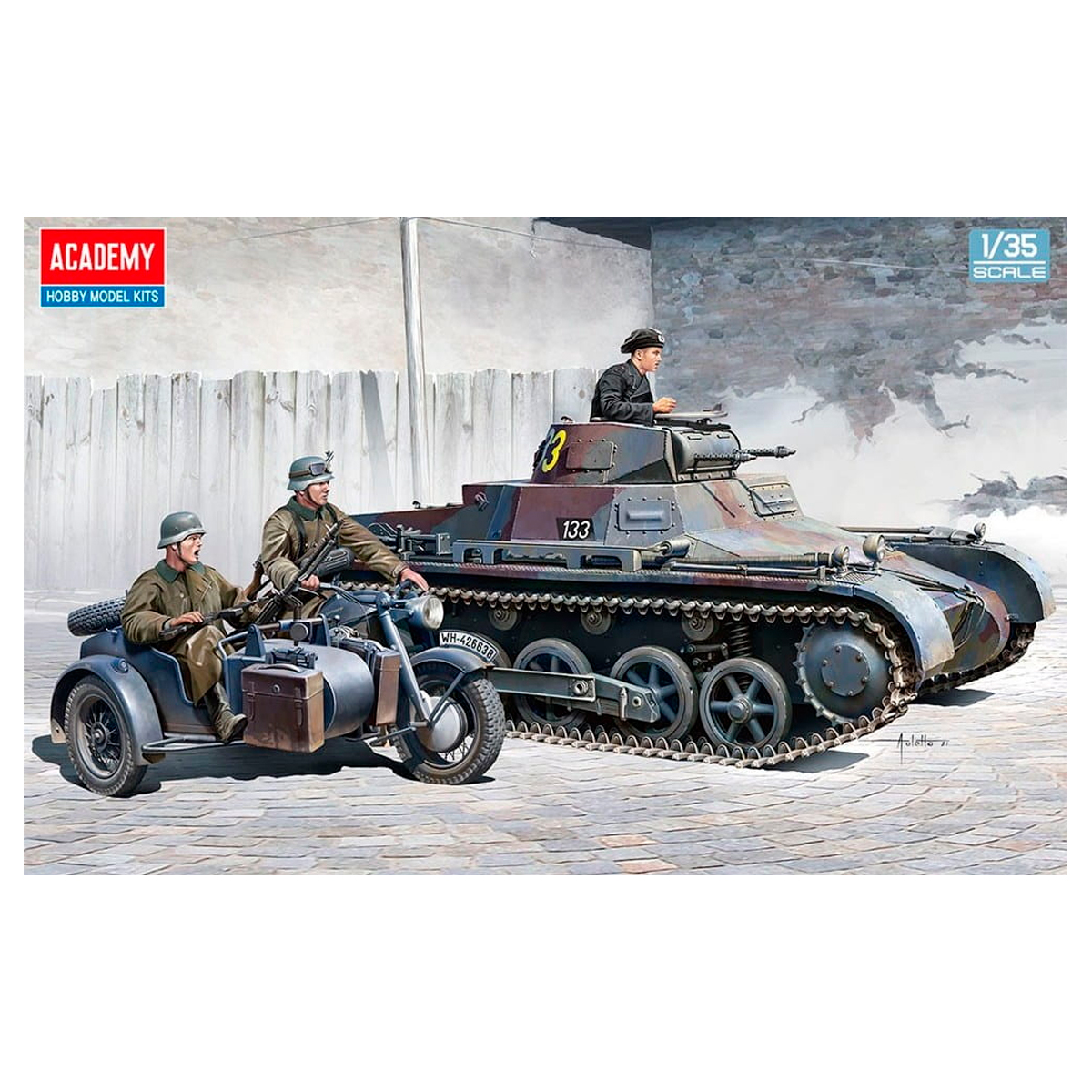 German Panzer I Ausf.B & Motorcycle 1/35