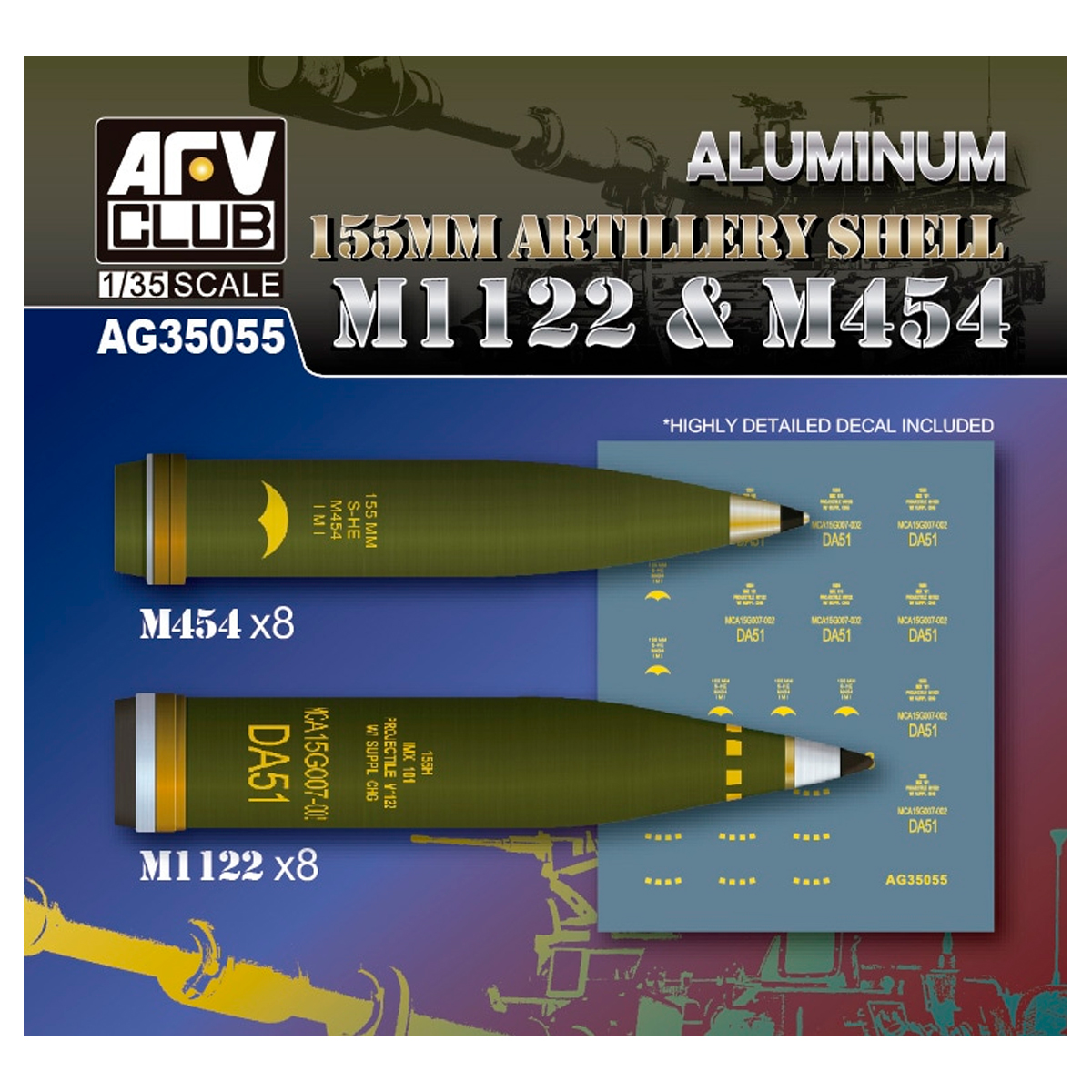 Aluminum 155mm Artillery Shell M1122 & M454 1/35