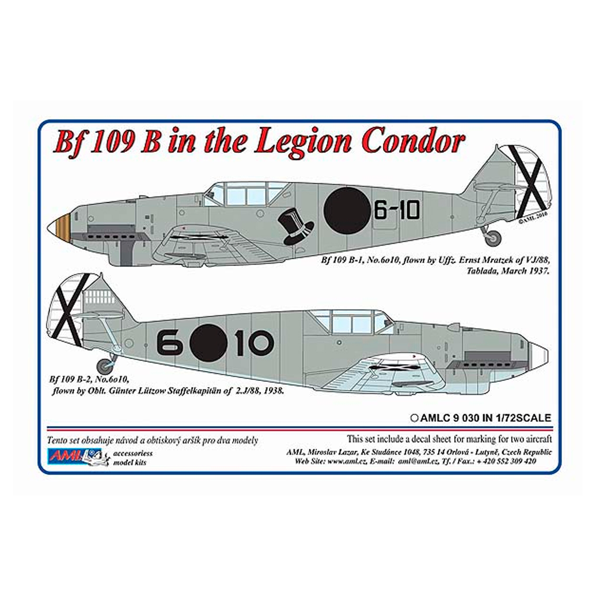 Messerschmitt Bf-109 B-1/B-2 in Legion Condor (2 decal versions) 1/72