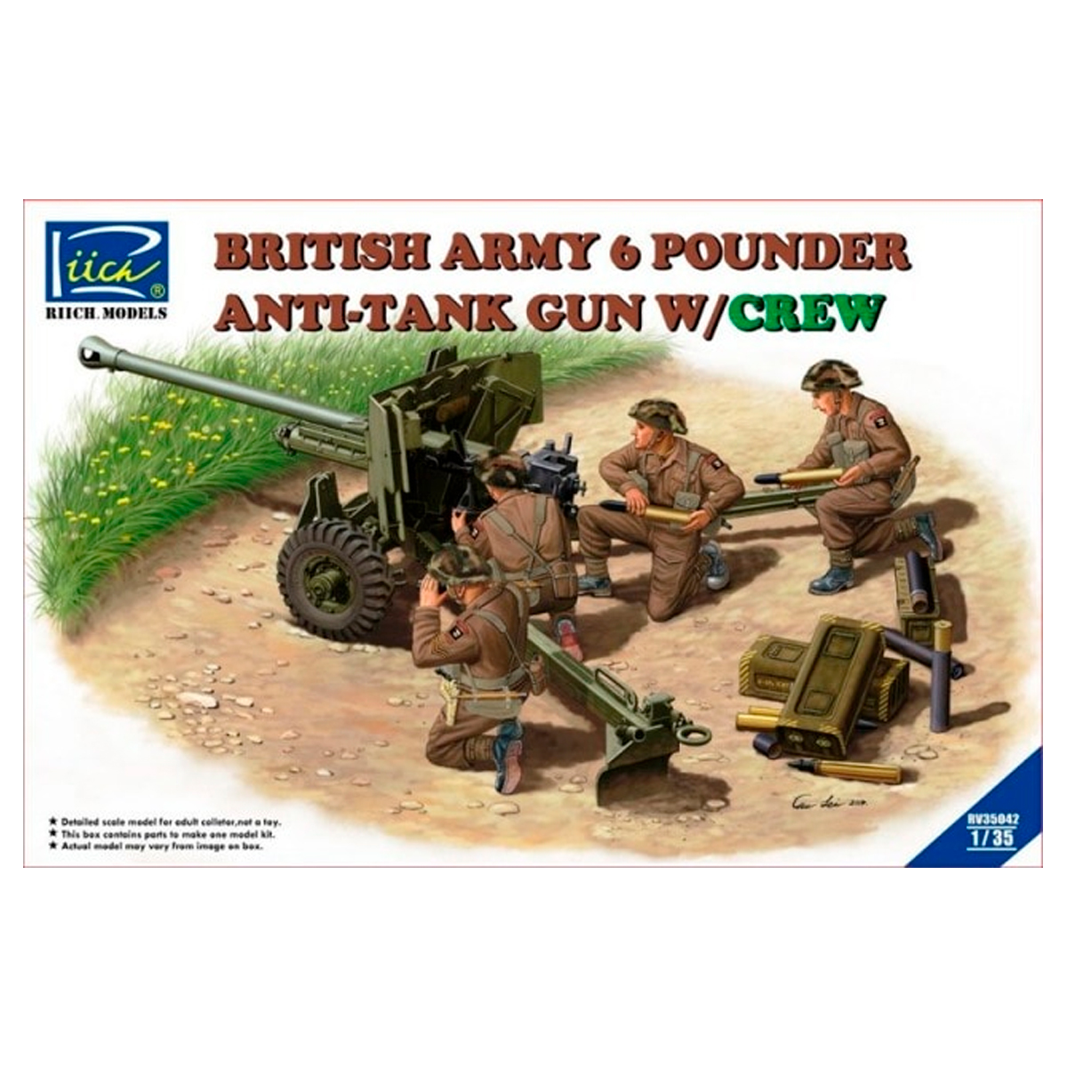 British Army 6 Pounder Anti-Tank Gun w/crew 1/35