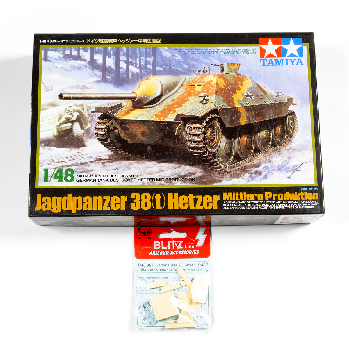 PACK 1/48 Hetzer Mid Production and CMK B48067 Jagdpanzer 38 Hetzer School version conversión for Tamiya