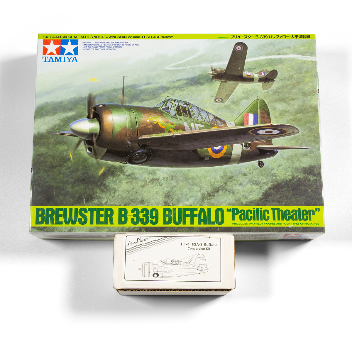 PACK 1/48 Brewster B-339 Buffalo (Pacific Theater) and AeroMaster HT-4 Brewster F2A-3 Buffalo conversión kit