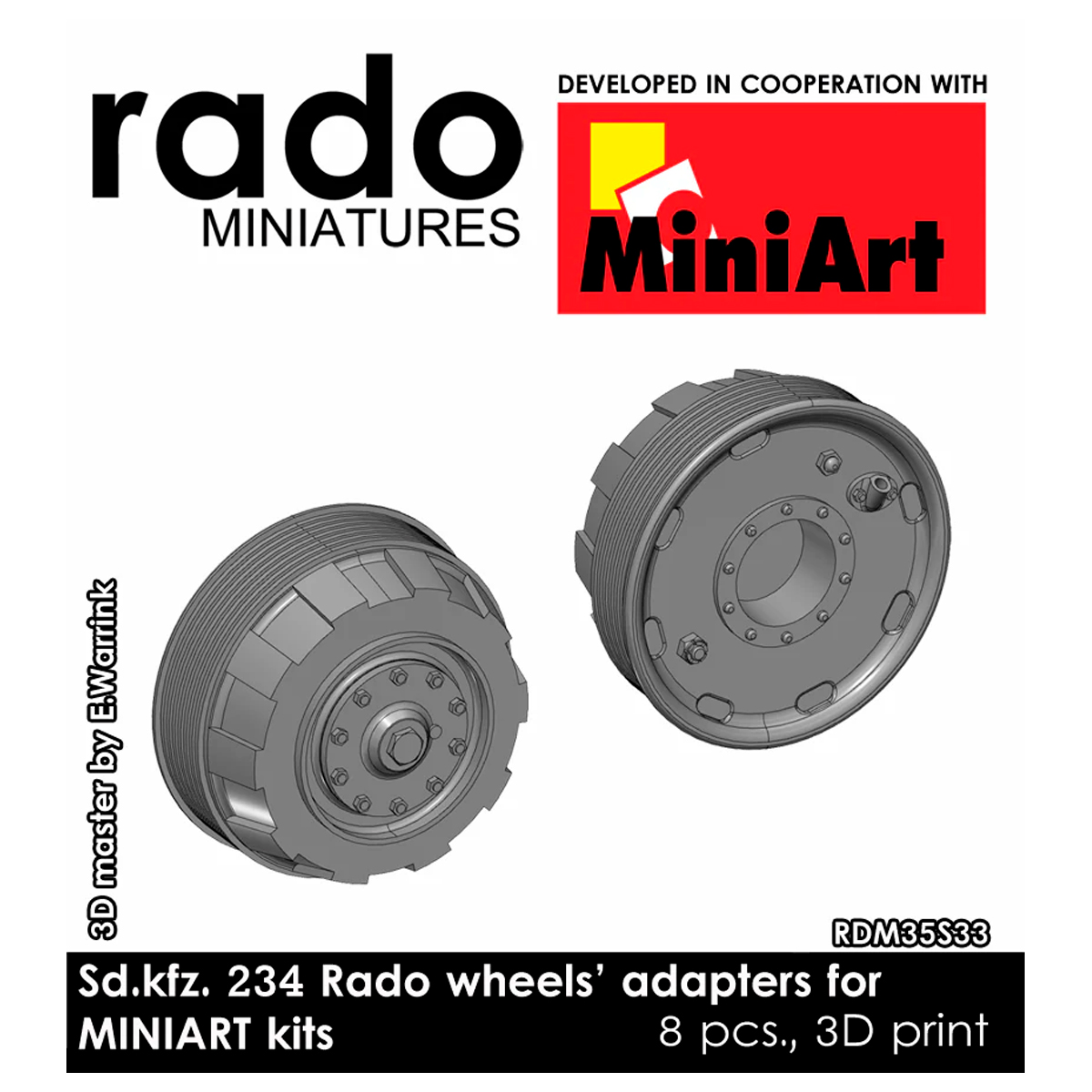 Sd.kfz. 234 wheel adapter hubs for Miniart kit 1/35