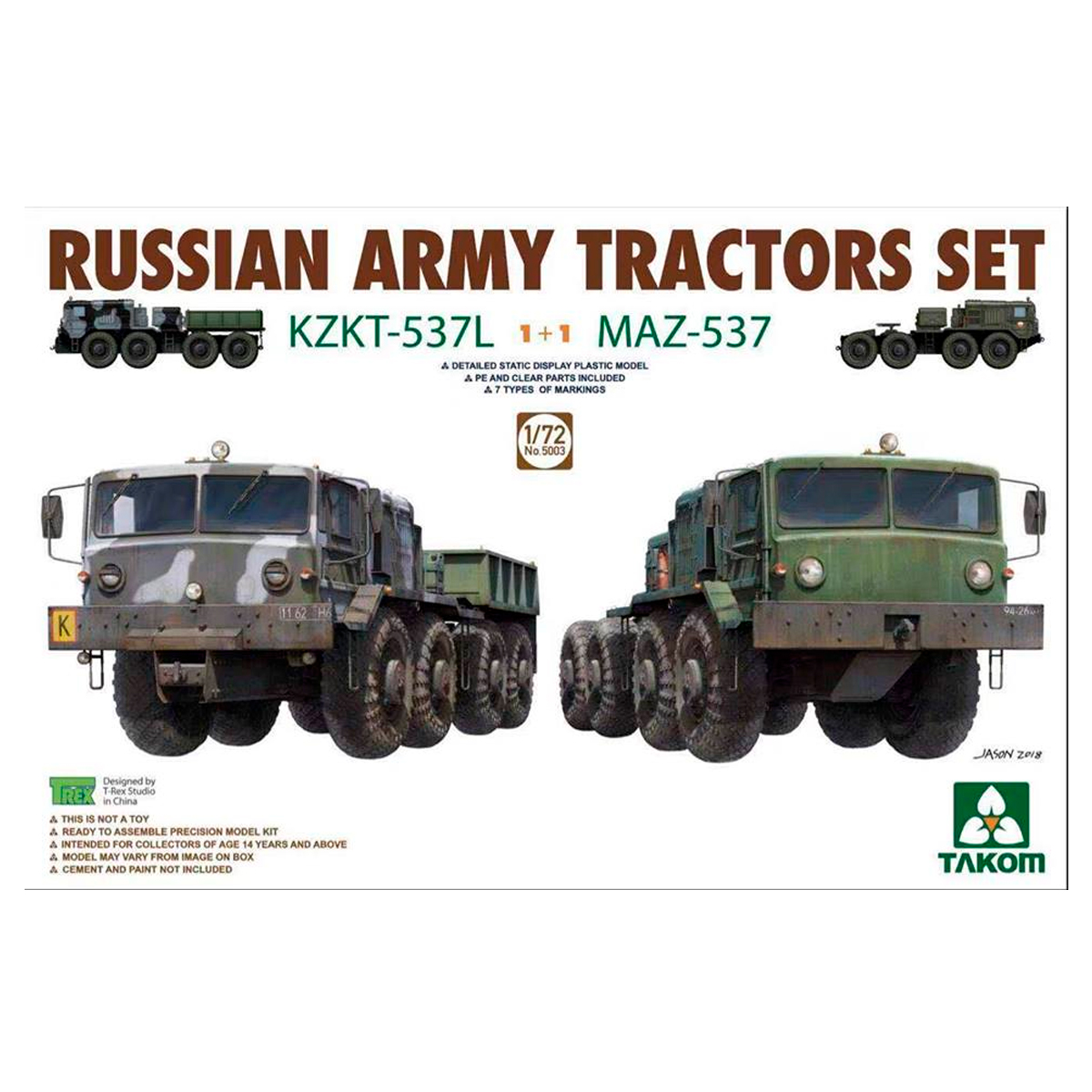 1/72 Russian Army Tractors Set KZKT-537L & MAZ-537 (2 complete kits per box)