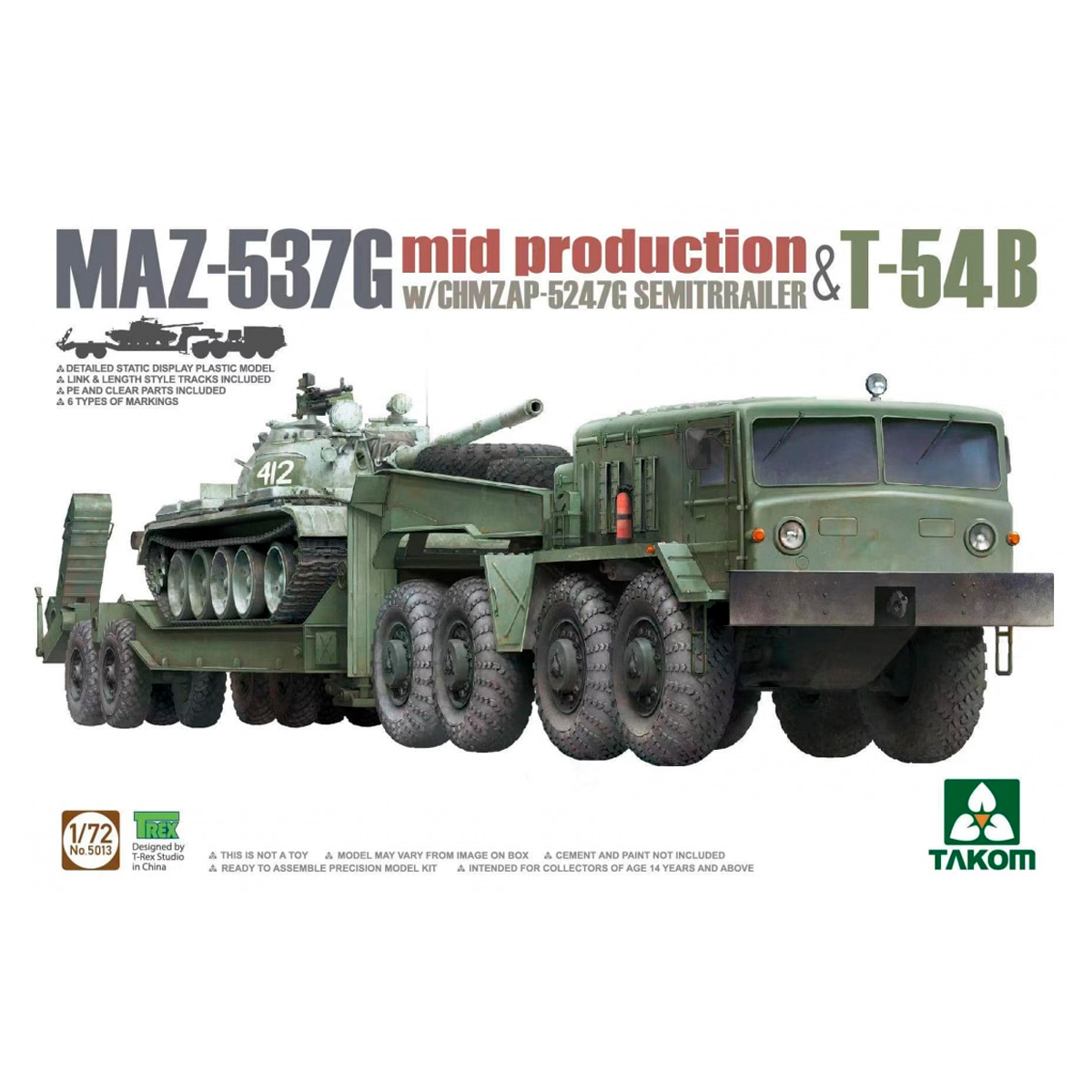 1/72 MAZ-537G mid production with CHMZAP-5247G Semitrailer & T-54B