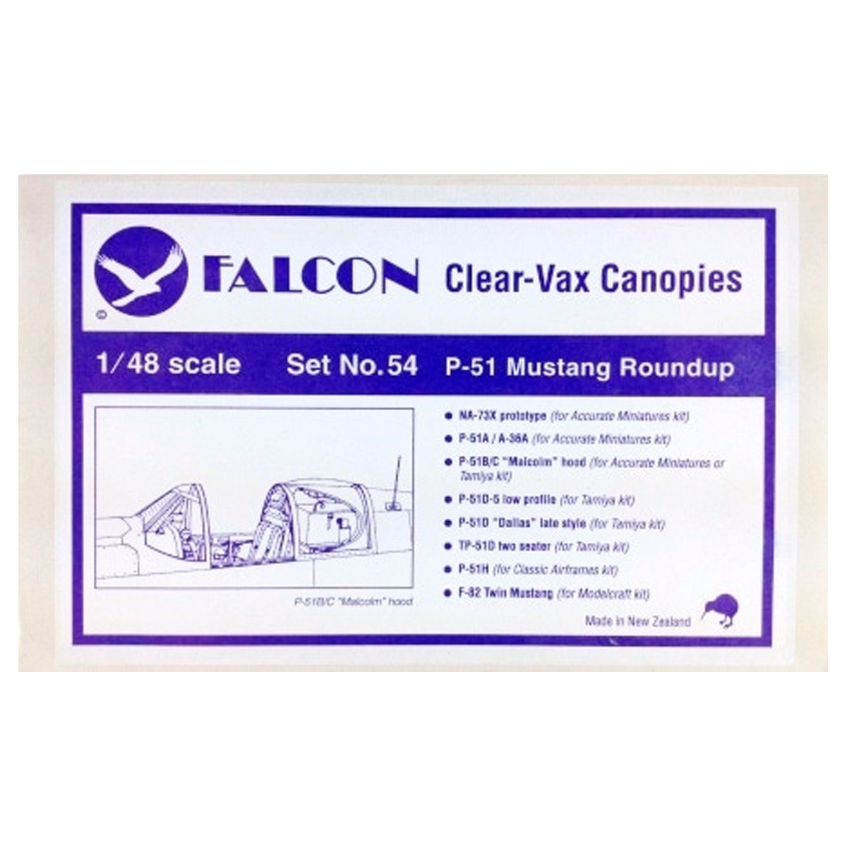 Falcon 1/48 Clear-Vax Canopies for P-51 Mustang