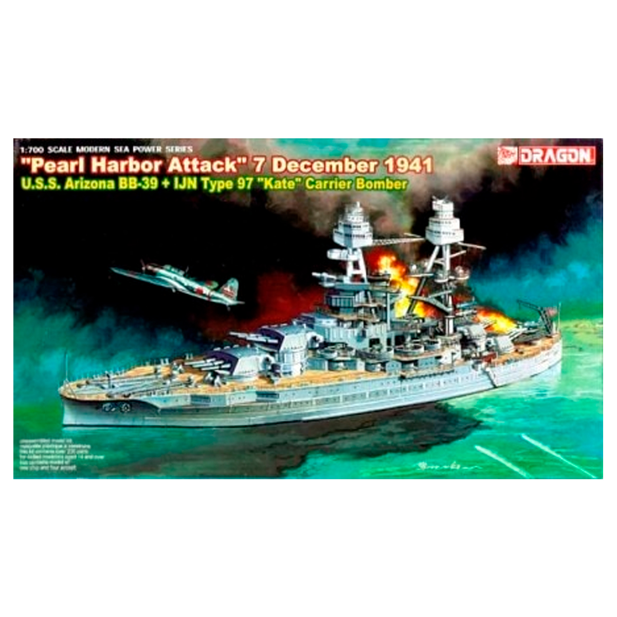 1/700 U.S.S. Arizona BB-39 + IJN Type 97 “Kate” Carrier Bomber “Pearl Harbor Attack” 7 December 1941