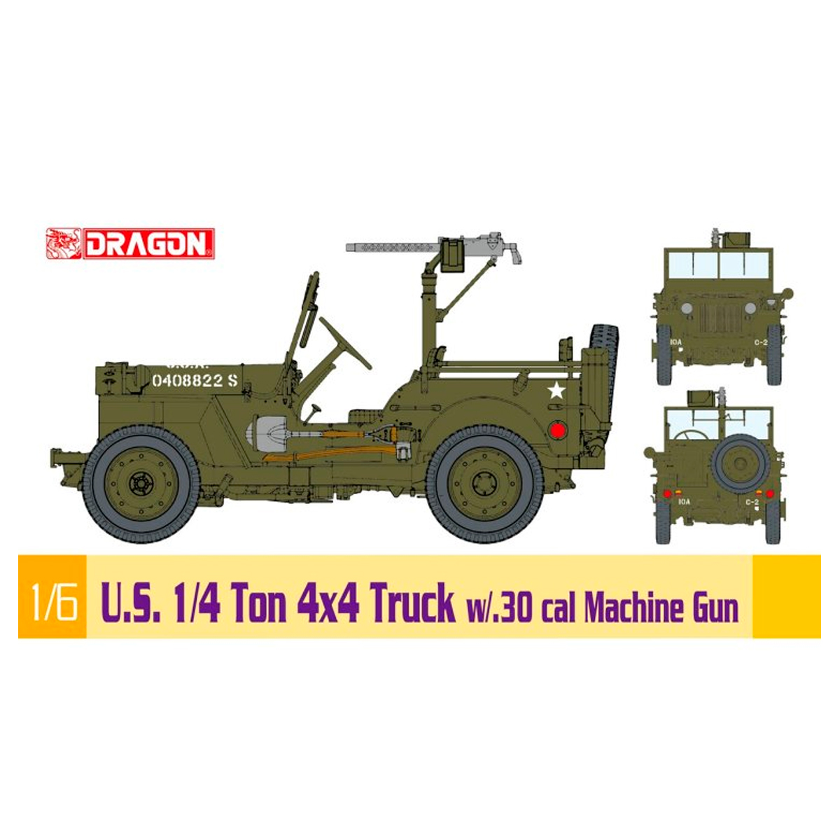 1/6 U.S. 1/4 Ton 4×4 Truck w/.30 cal Machine Gun