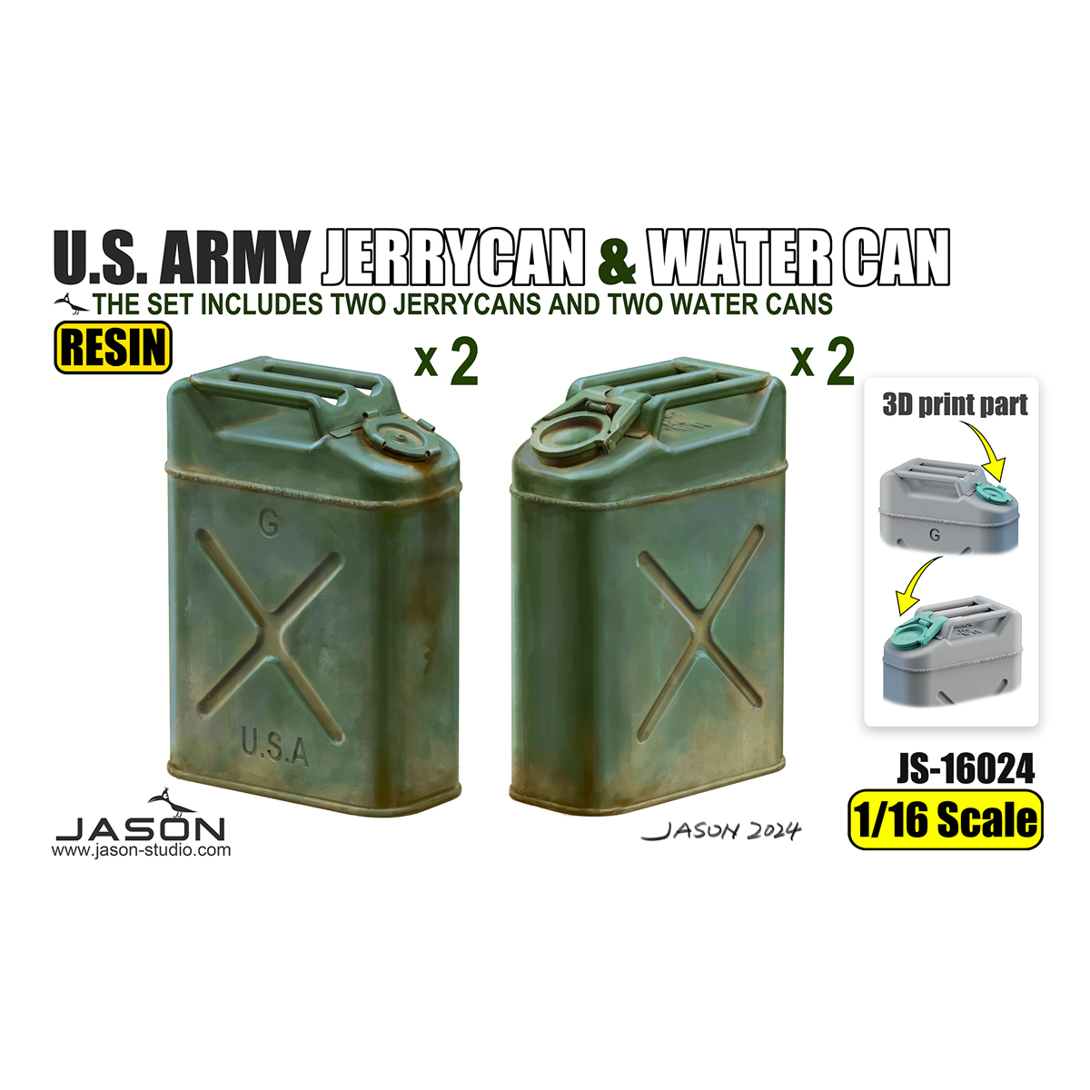 1/16 scale U.S. army jerrycan and water can