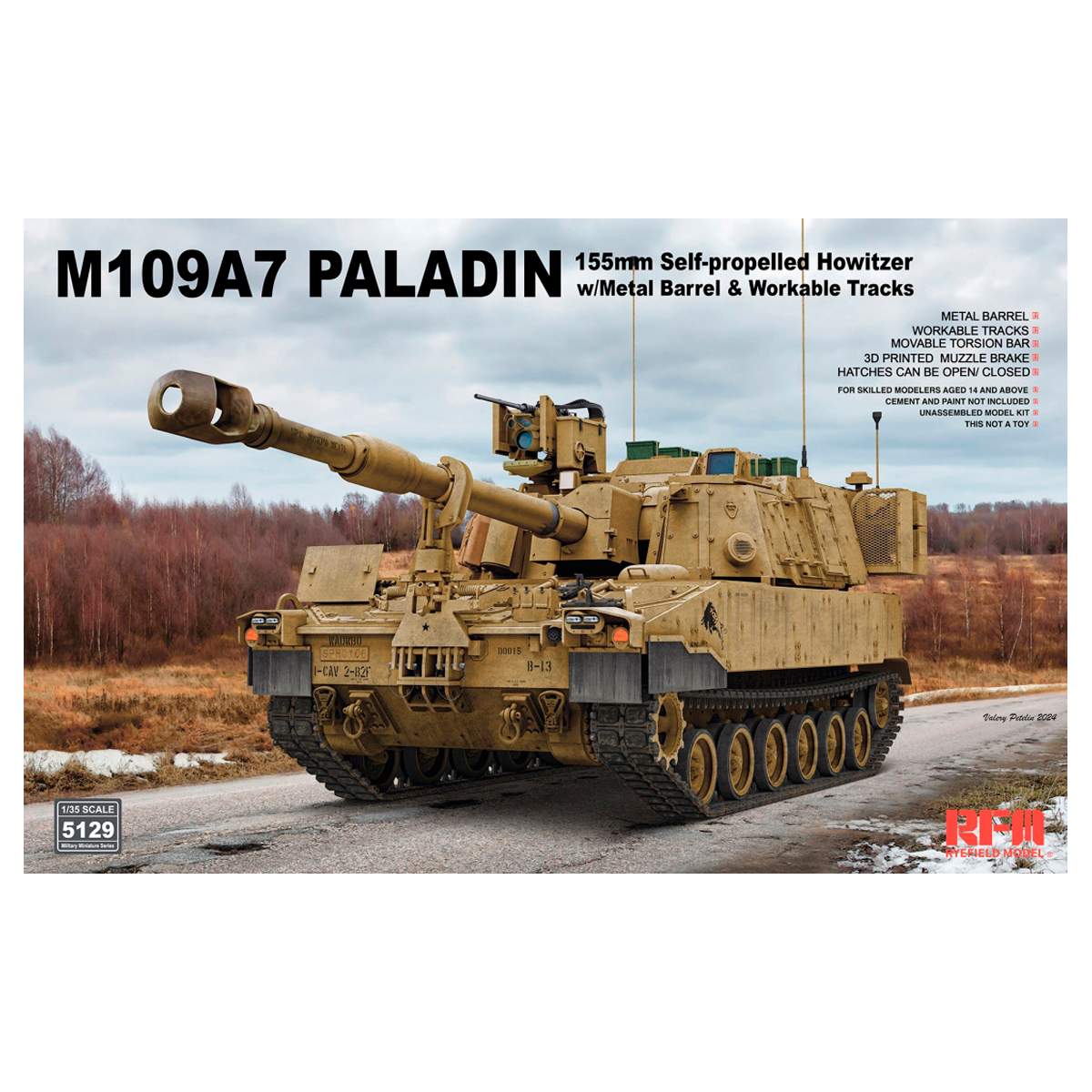 M109A7 Paladin w/metal barrel & workable tracks 1/35