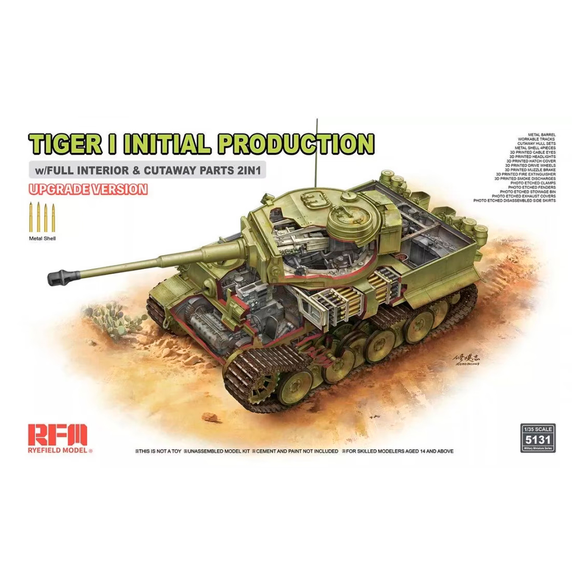 Tiger I Initial Prod. Upgrade Edition w/Full Interior & Cutaway Parts 1/35